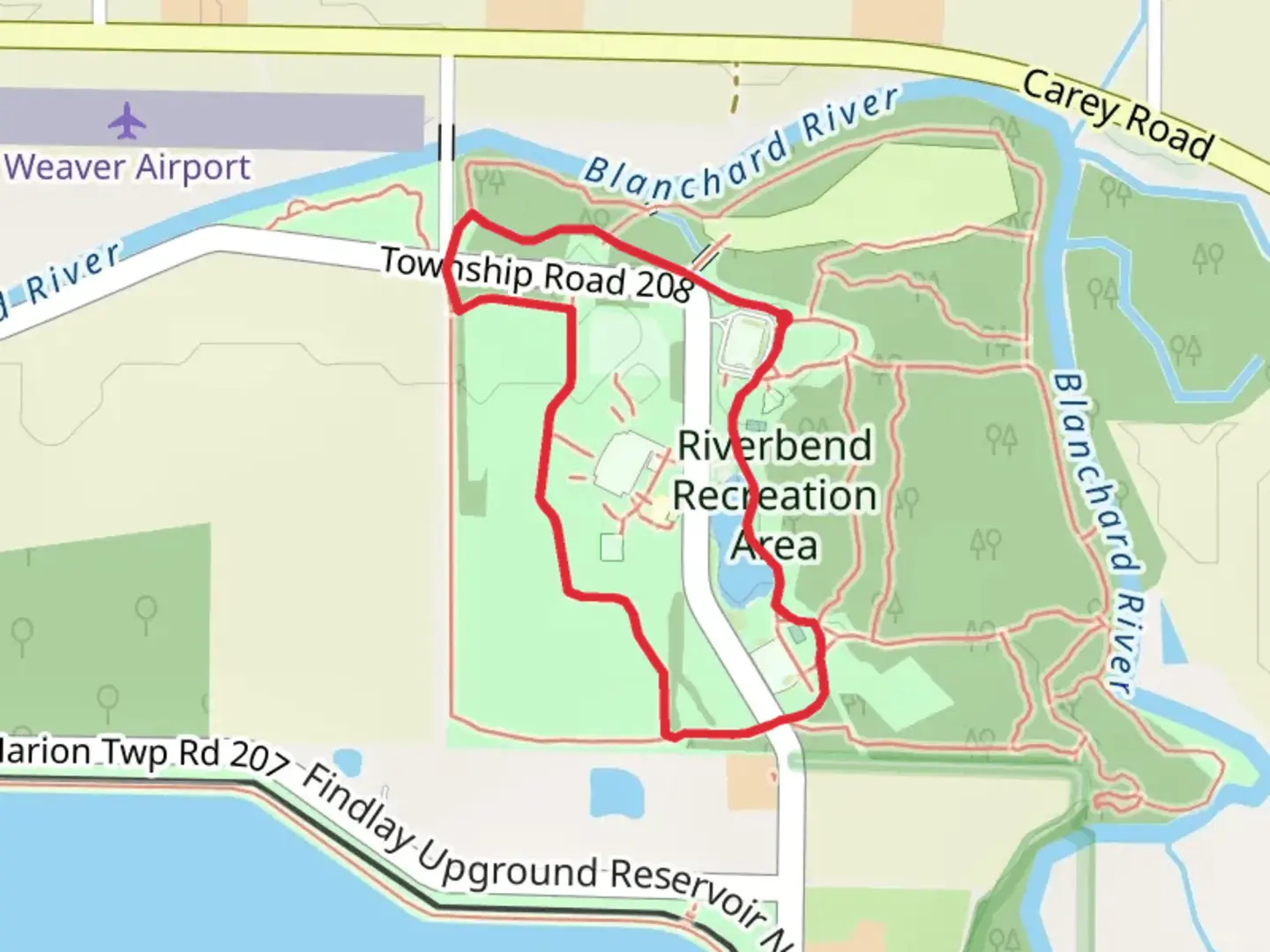 An image depicting the trail Giertz Lake Loop and its surrounding area.