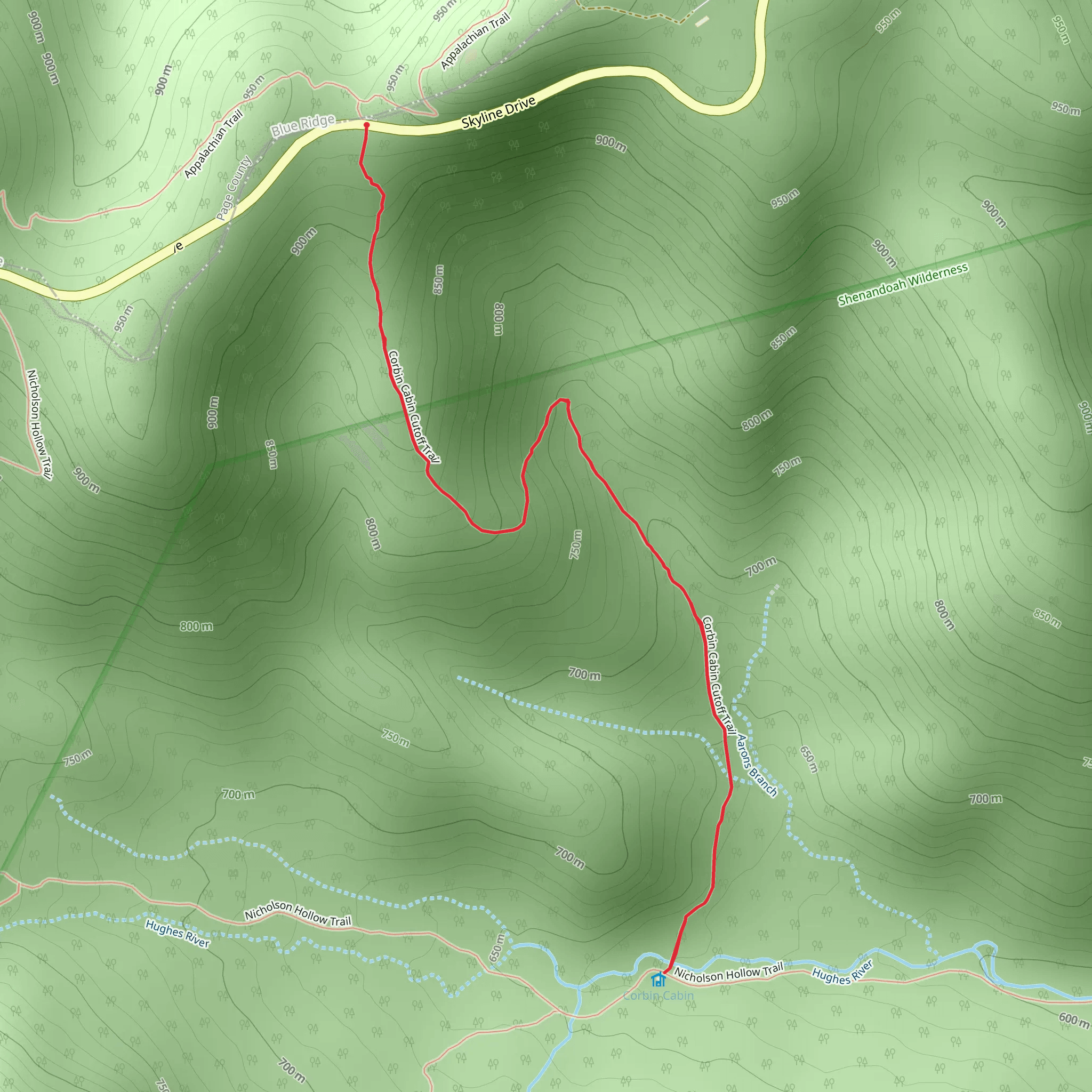 Corbin Cabin Trail mobile static map