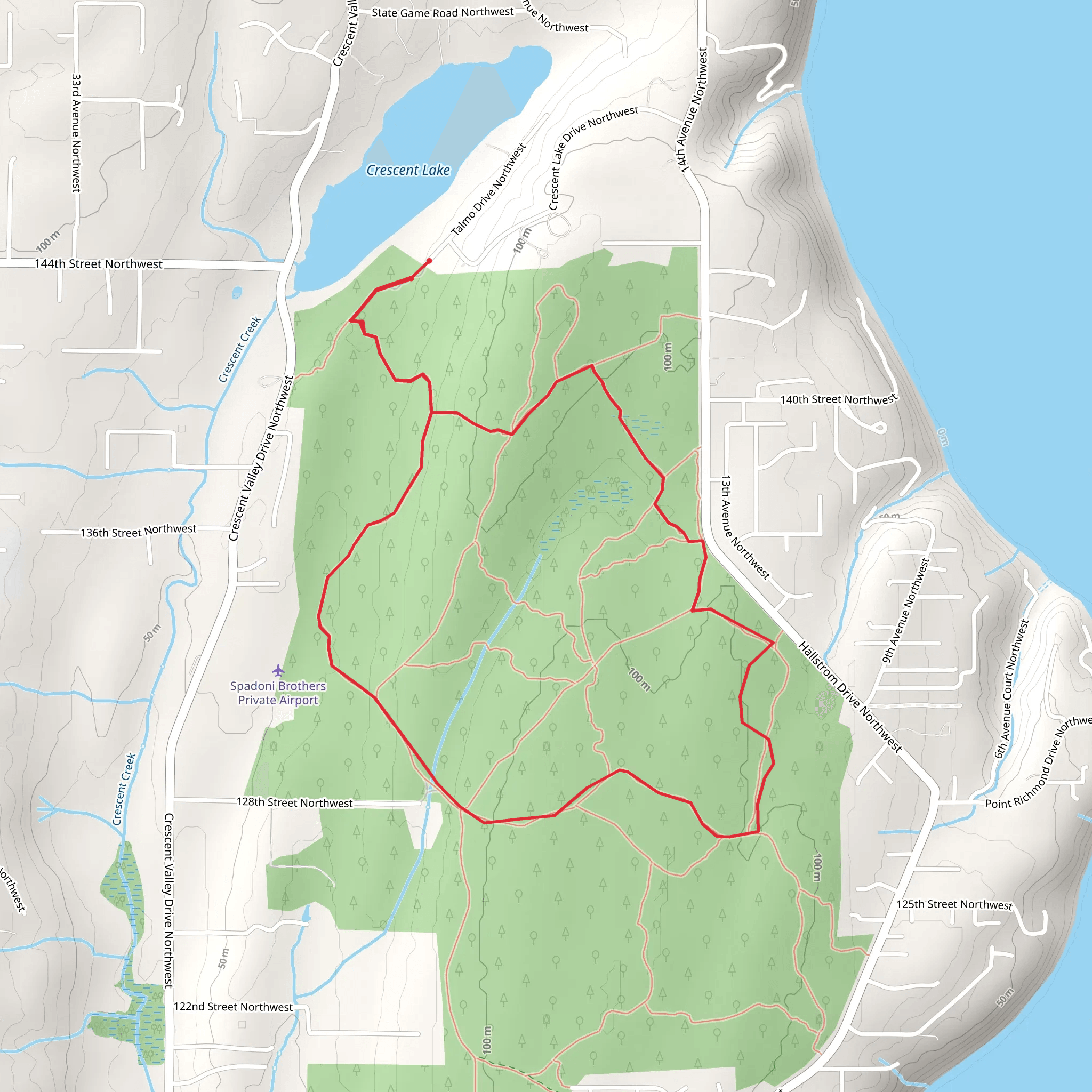 Crescent Lake County Park Trail mobile static map