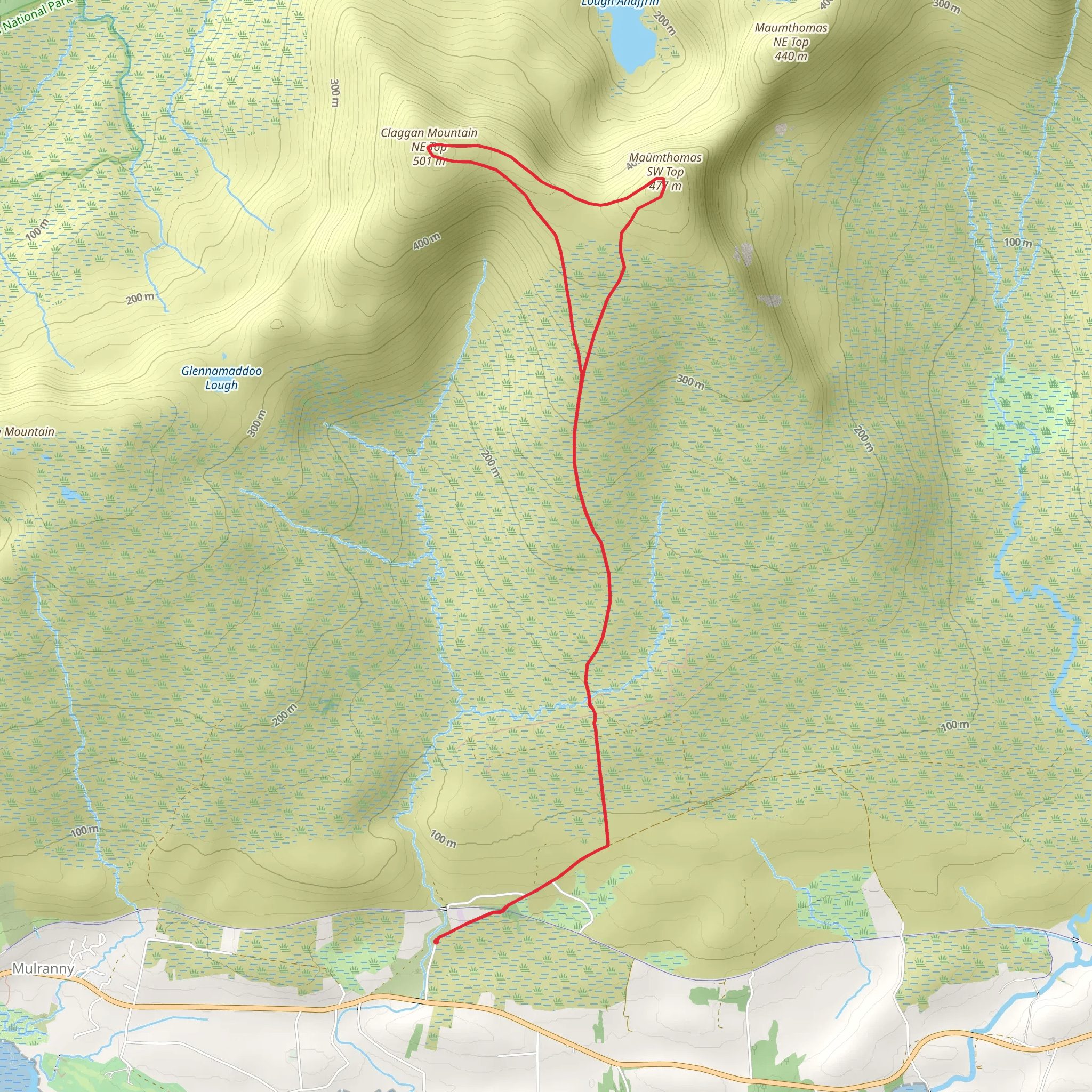 Claggan Mountain NE and Maumthomas SW Loop mobile static map