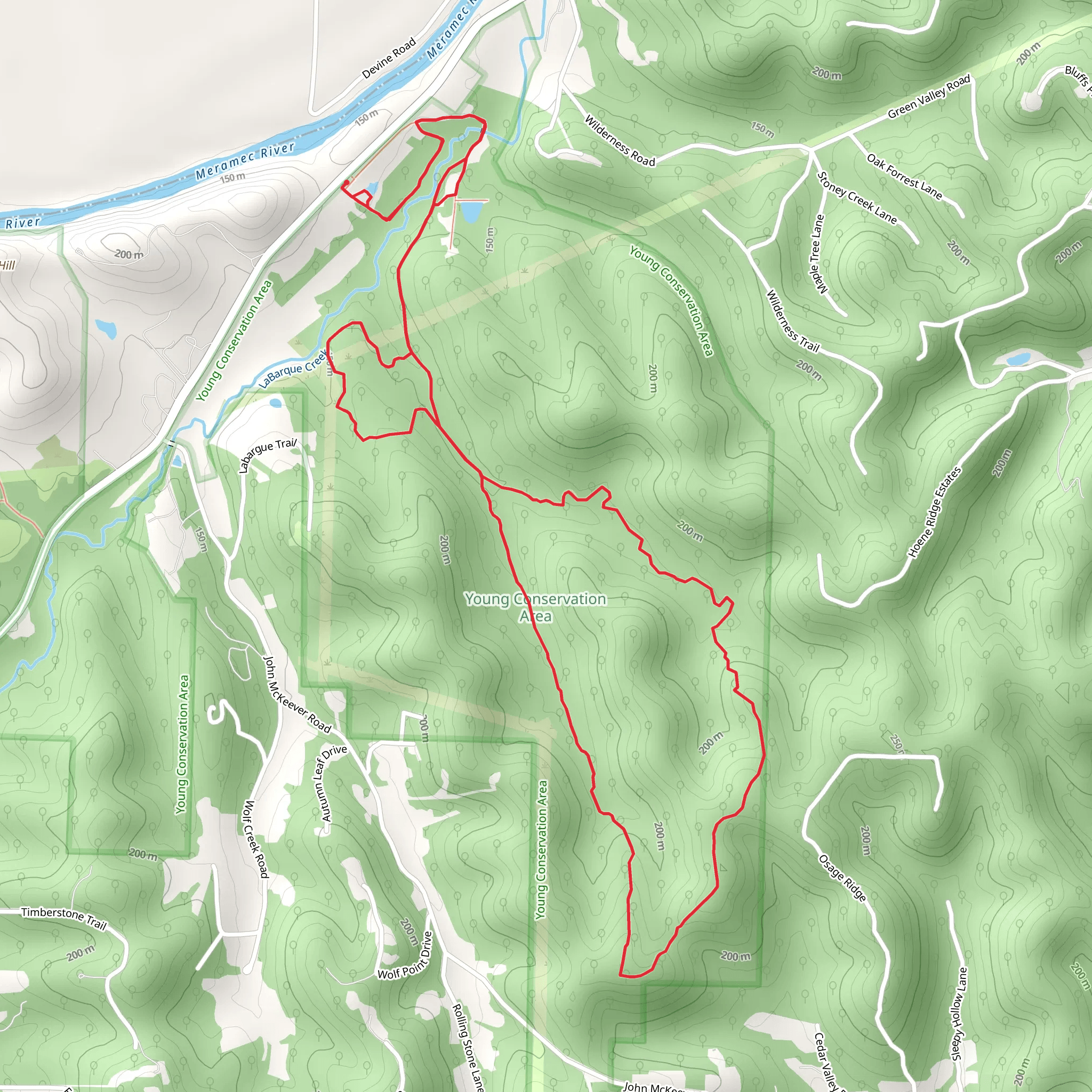 Hilda J Young Conservation Area East Loop mobile static map