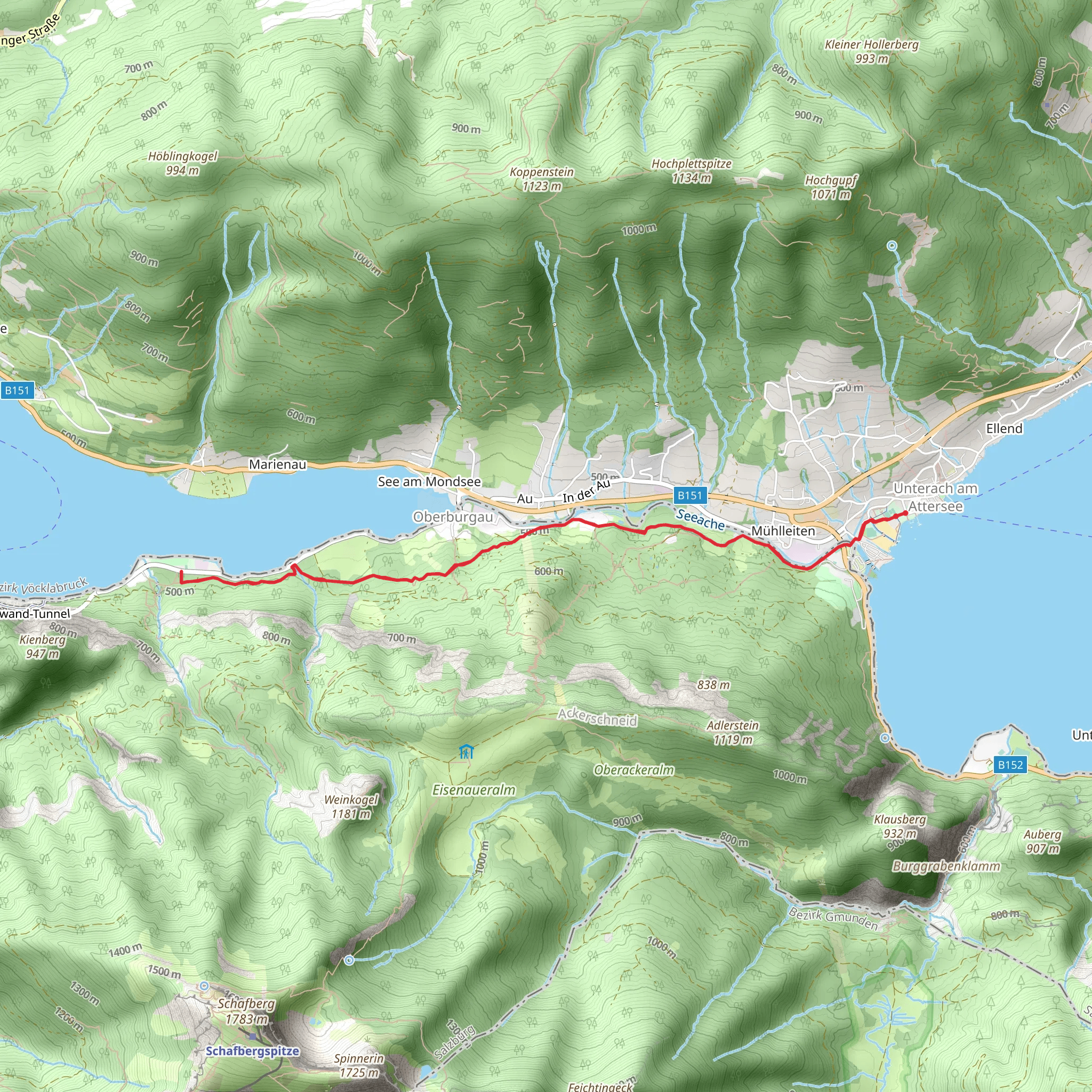 Attersee and Mondsee Lake Hike - Dr Angelisweg mobile static map