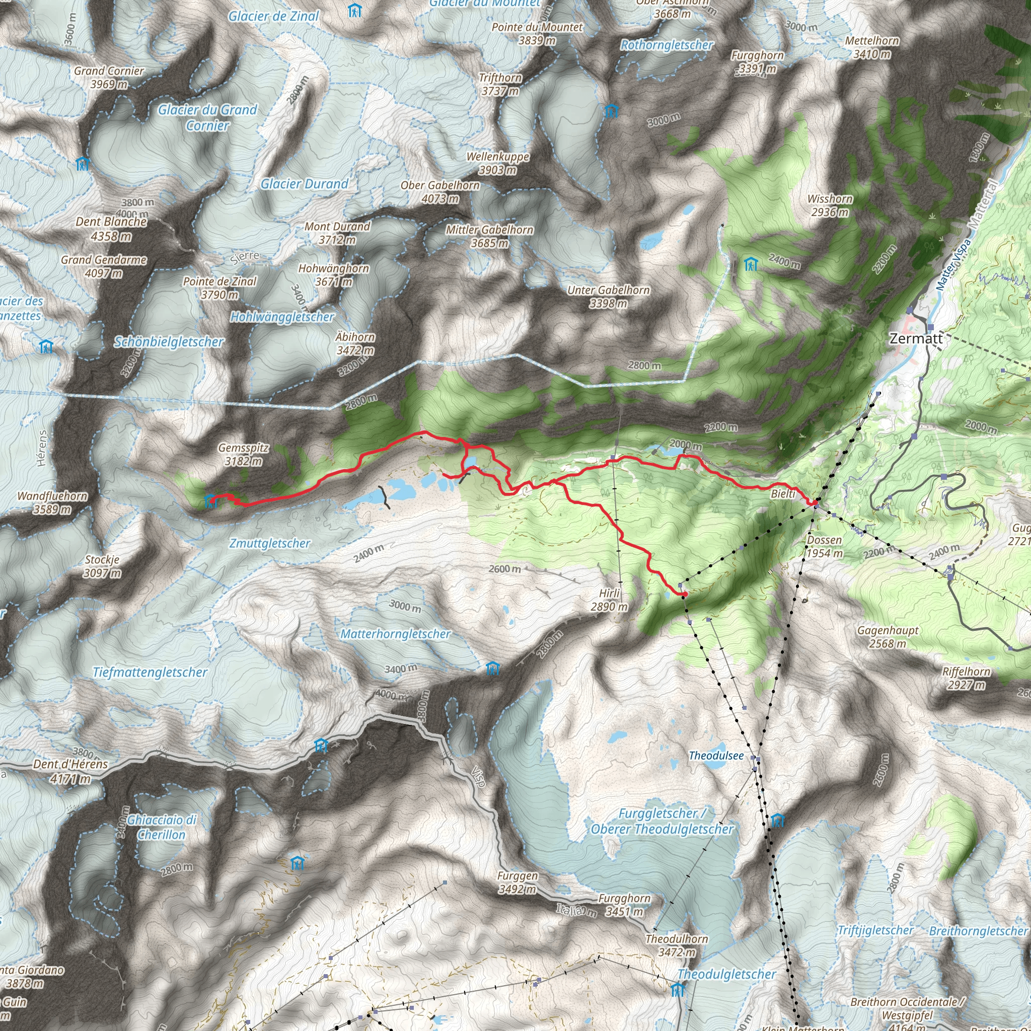 Hike to the Schönbiel Hut Nr 29a mobile static map
