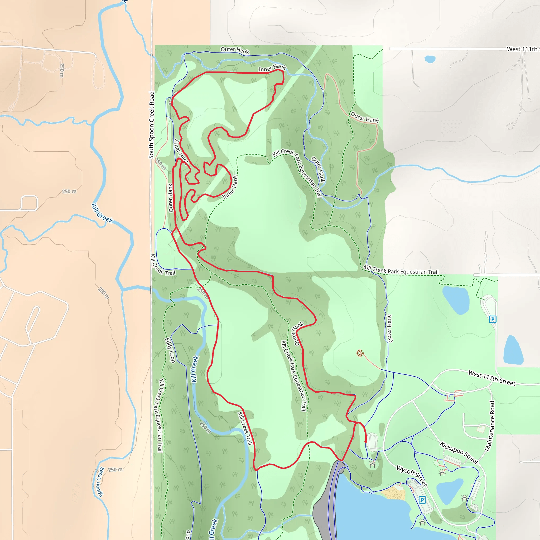 Inner Hank, Outer Hank and Kill Creek Loop Trail mobile static map