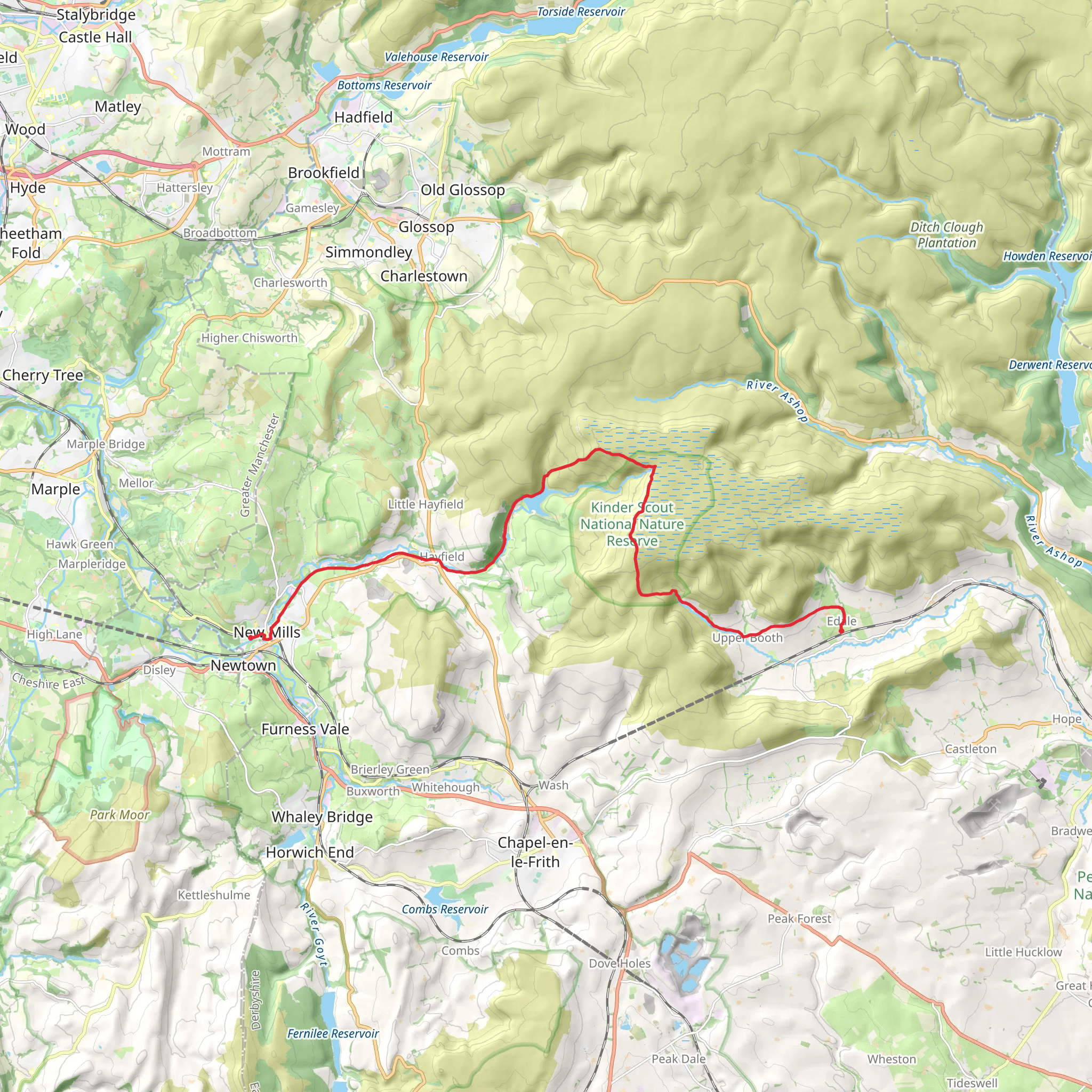 New Mills to Edale Walk mobile static map