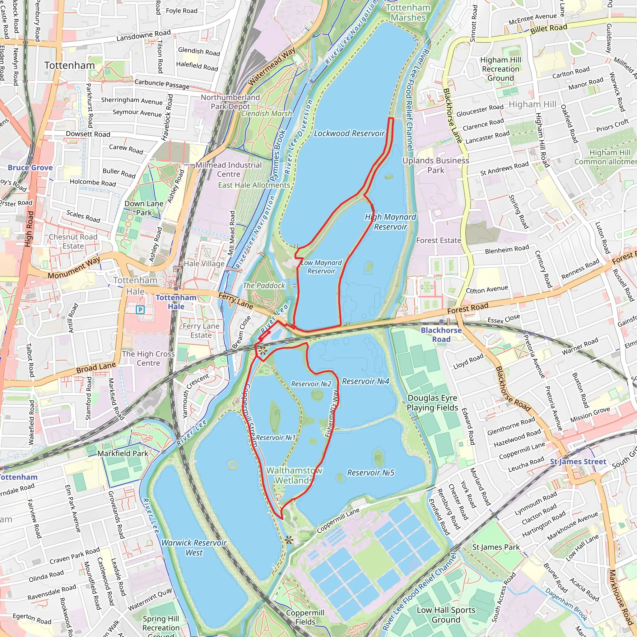 Walthamstow Wetlands Short Loop mobile static map
