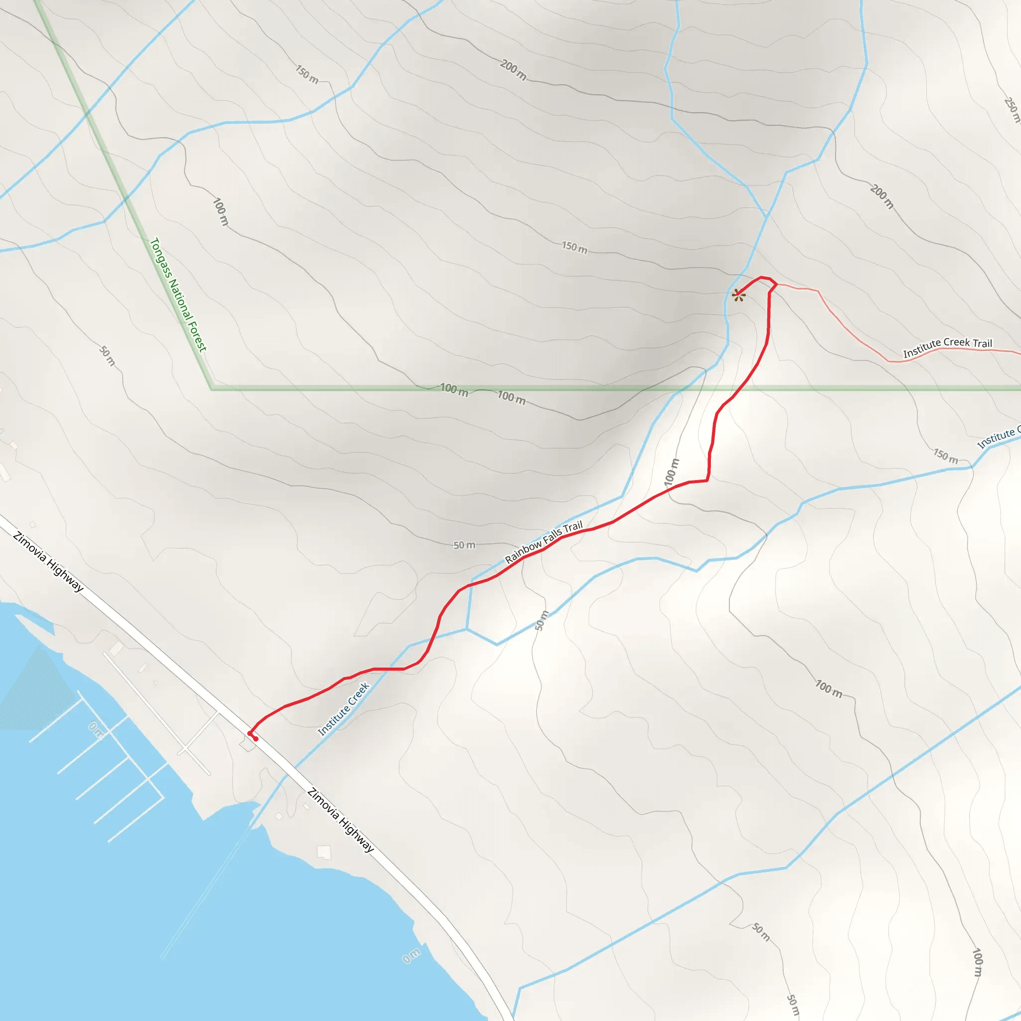 Rainbow Falls and Institute Creek Trail mobile static map