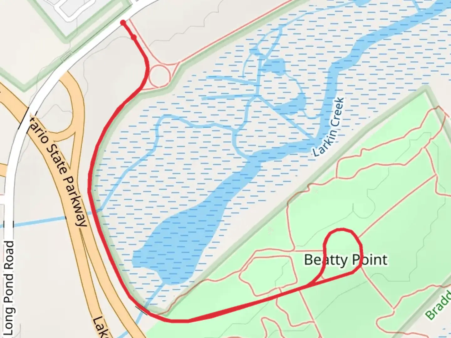 An image depicting the trail Beatty Point from Long Pond Road and its surrounding area.