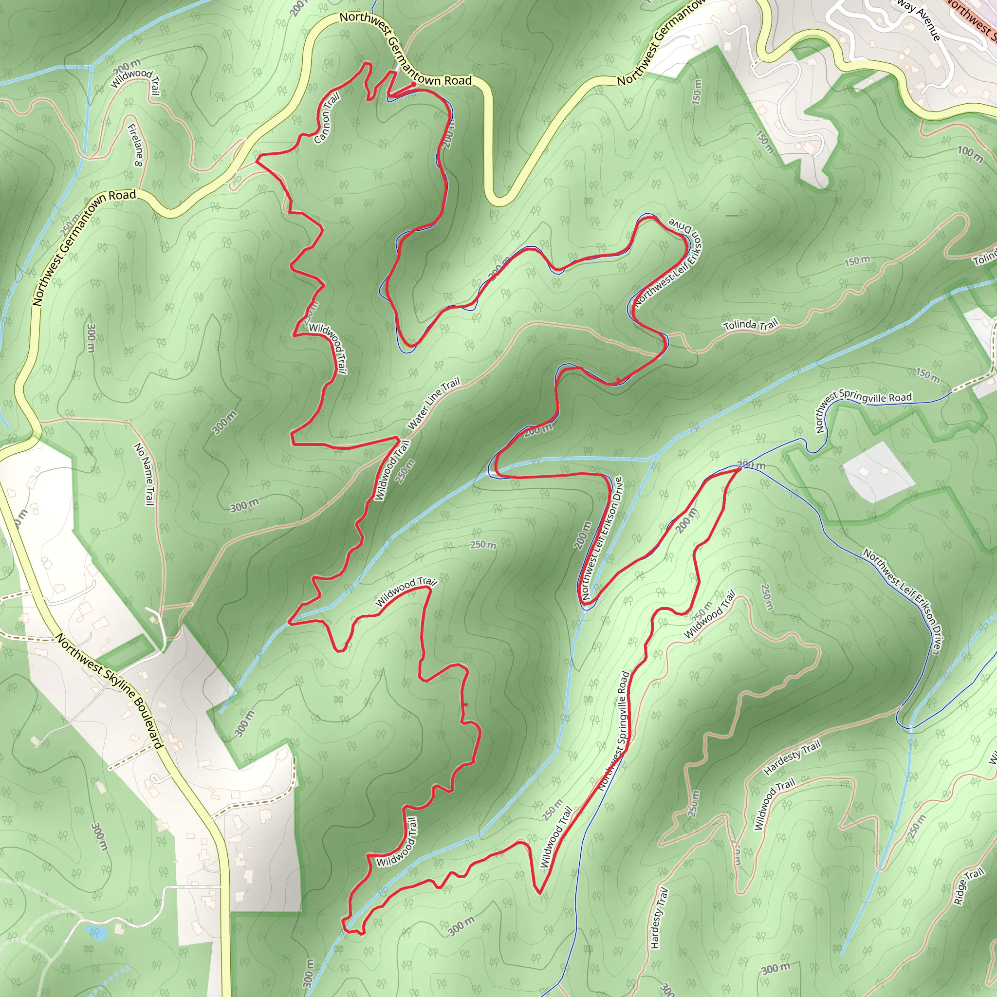 Northwest Leif Erikson Drive and Wildwood Loop Trail mobile static map