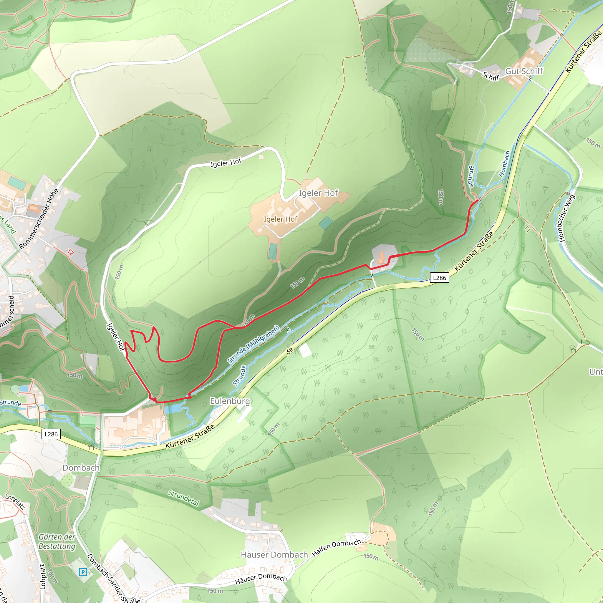 Strunde via Herrenstrunden Rundweg mobile static map