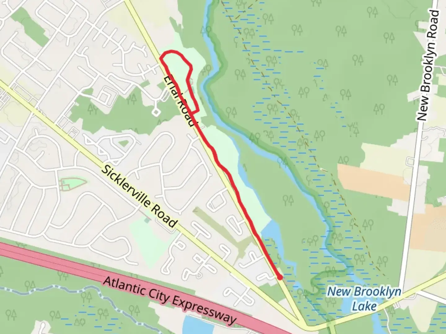 An image depicting the trail New Brooklyn Park Walk and its surrounding area.