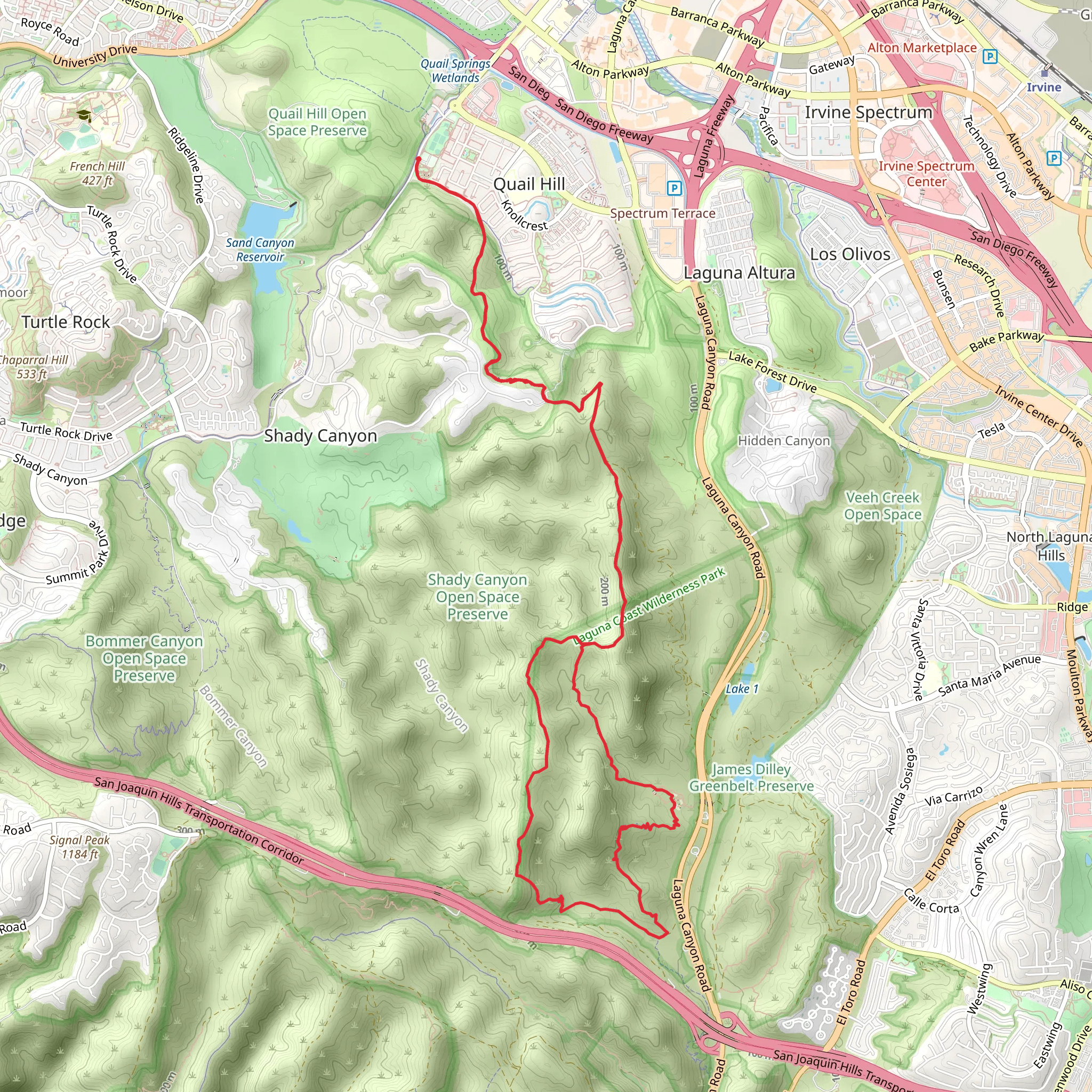 Quail, Stagecoach South and Serrano Ridge Loop Trail mobile static map