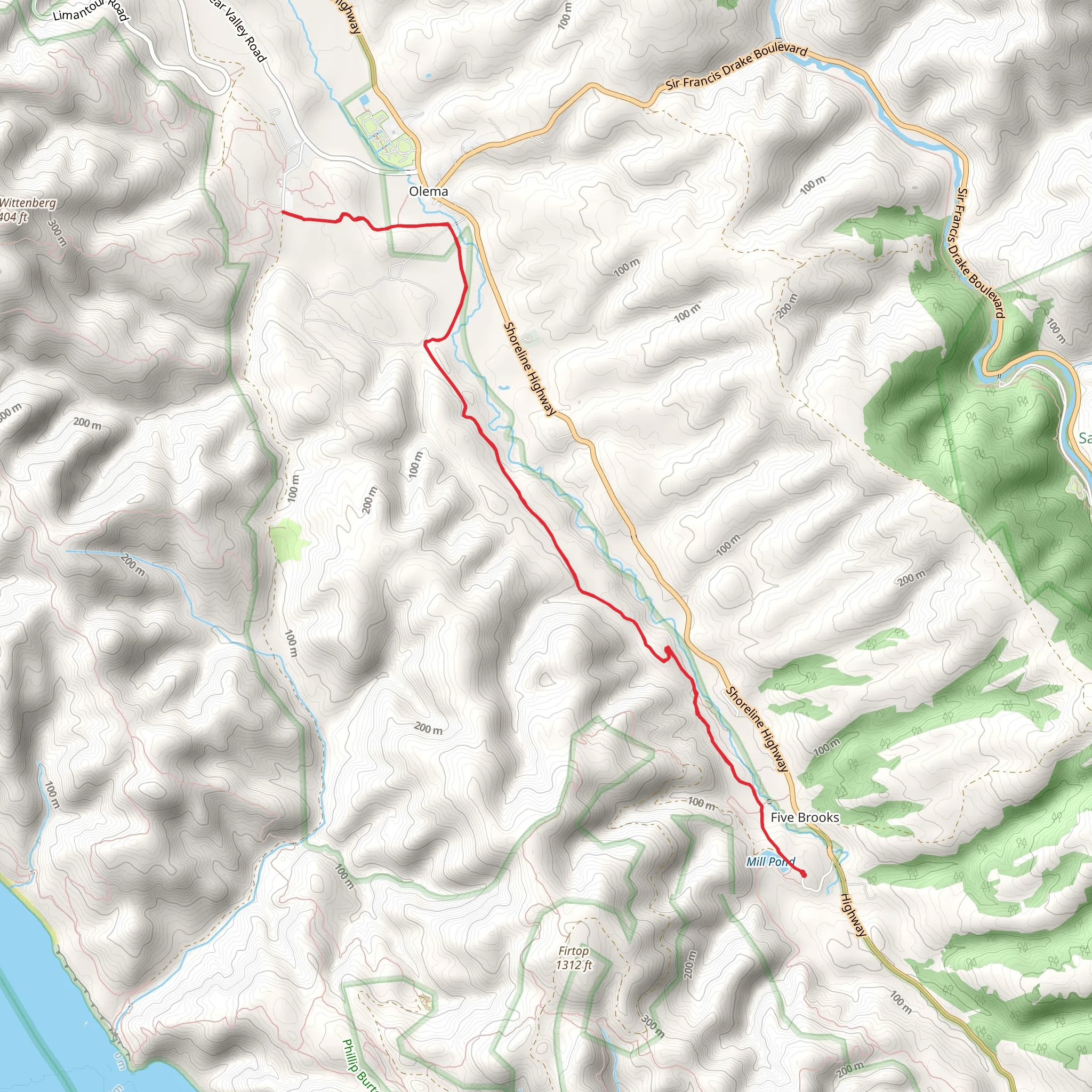 Rift Zone Trail via Five Brooks mobile static map