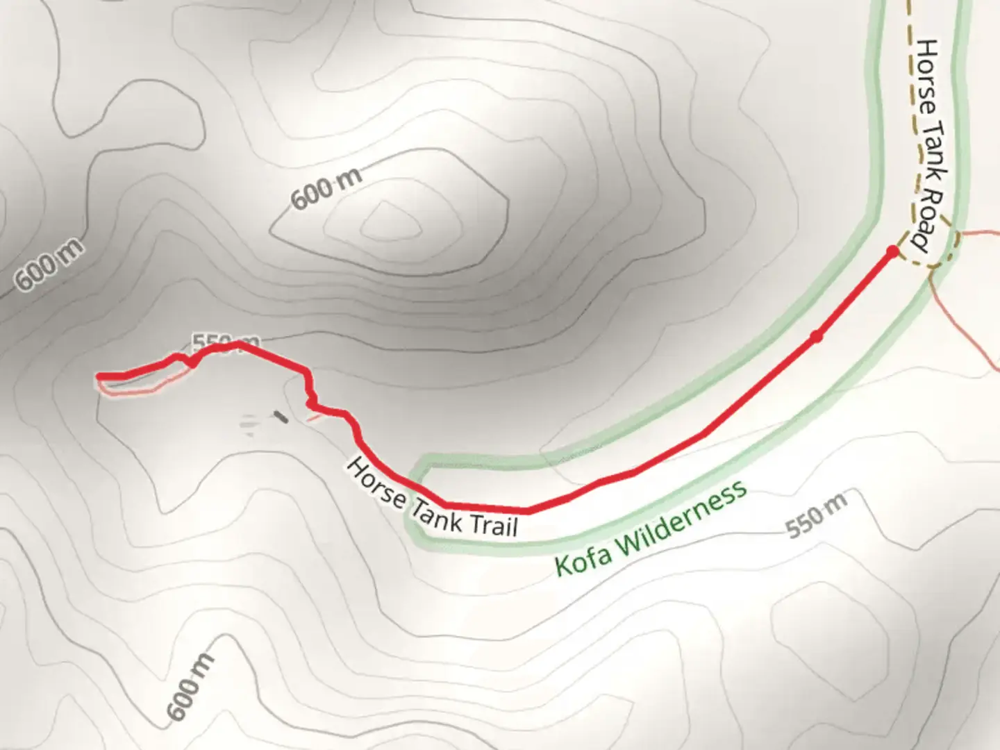An image depicting the trail Horse Tanks and its surrounding area.