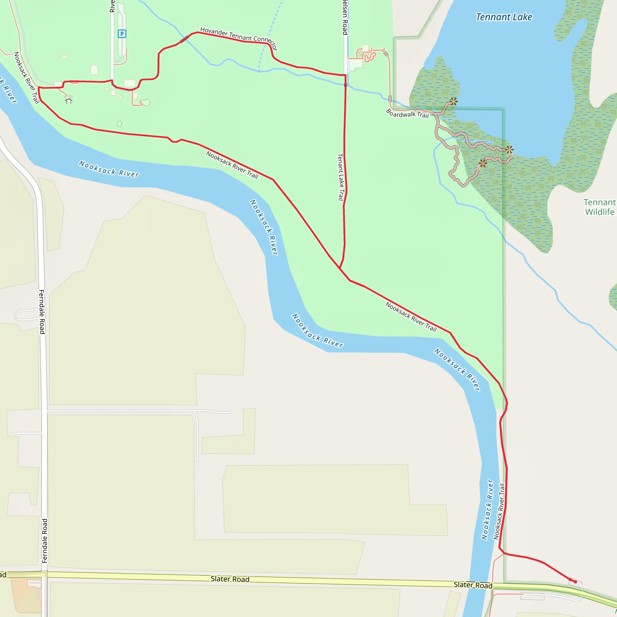 Tenant Lake and Nooksack River Loop Trail mobile static map