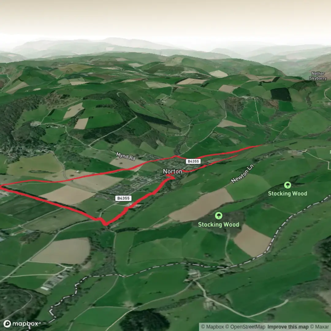An image depicting the trail Hike around Norton. Powys and its surrounding area.