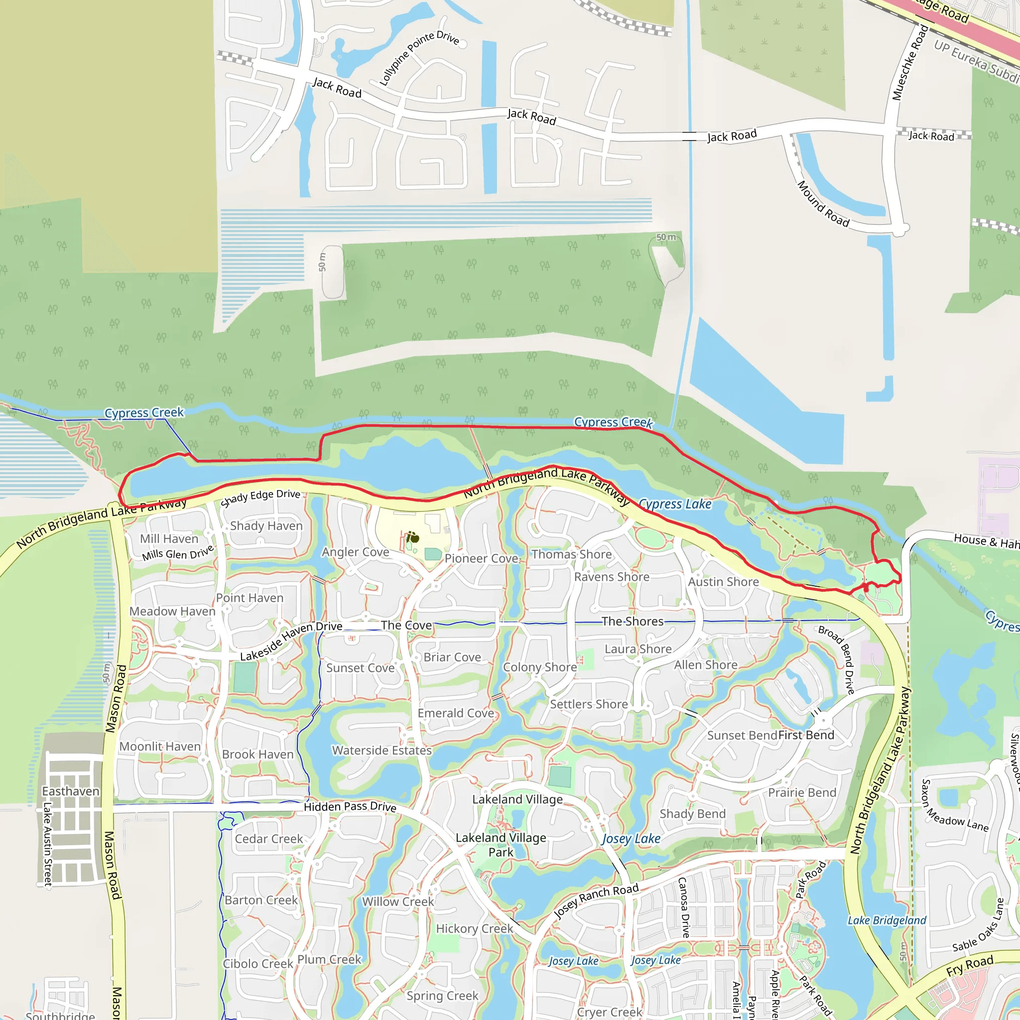Cypress Creek and North Bridgeland Lake Parkway Loop mobile static map