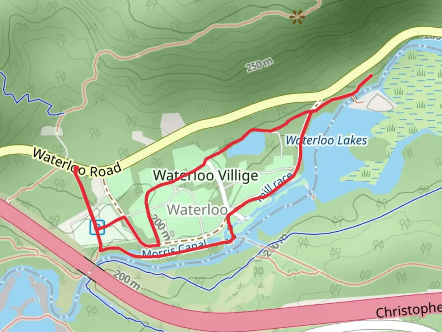 An image depicting the trail Highlands Trail and Morris Canal Greenway Loop and its surrounding area.