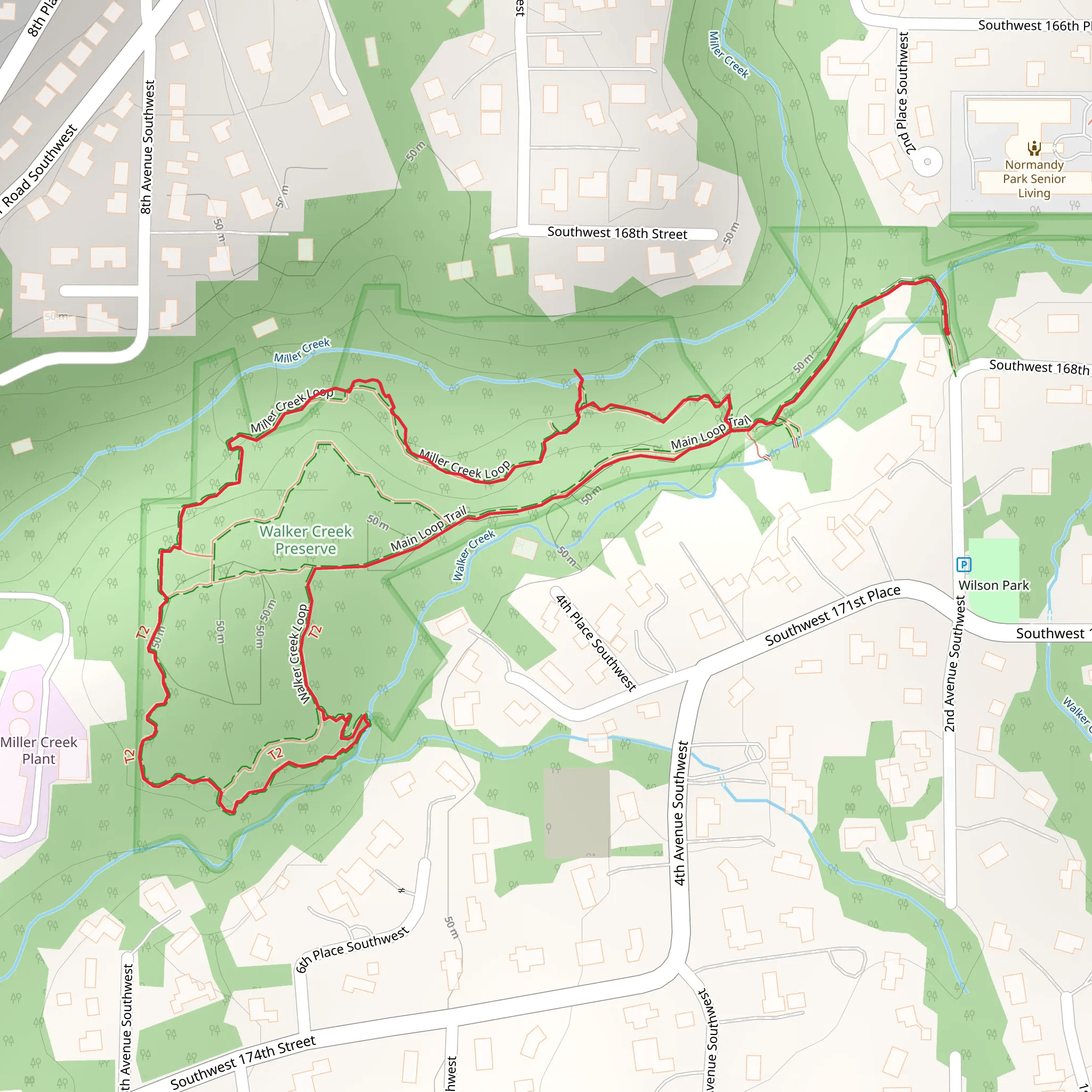 Miller Creek Loop and Walker Creek Spur mobile static map