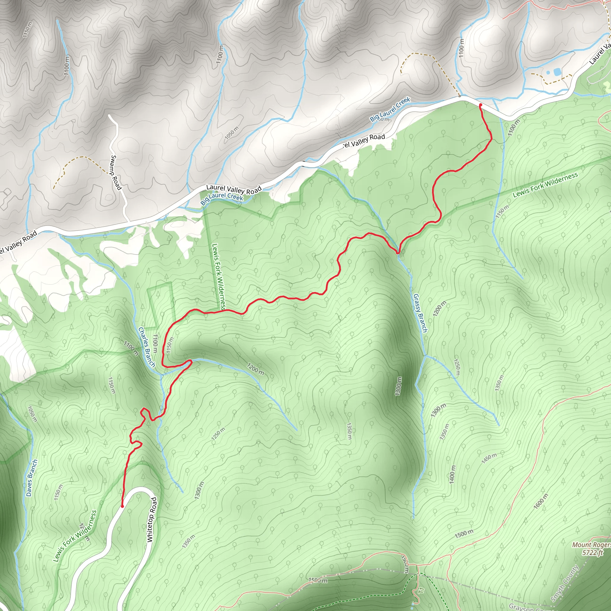 Grassy Branch Trail mobile static map