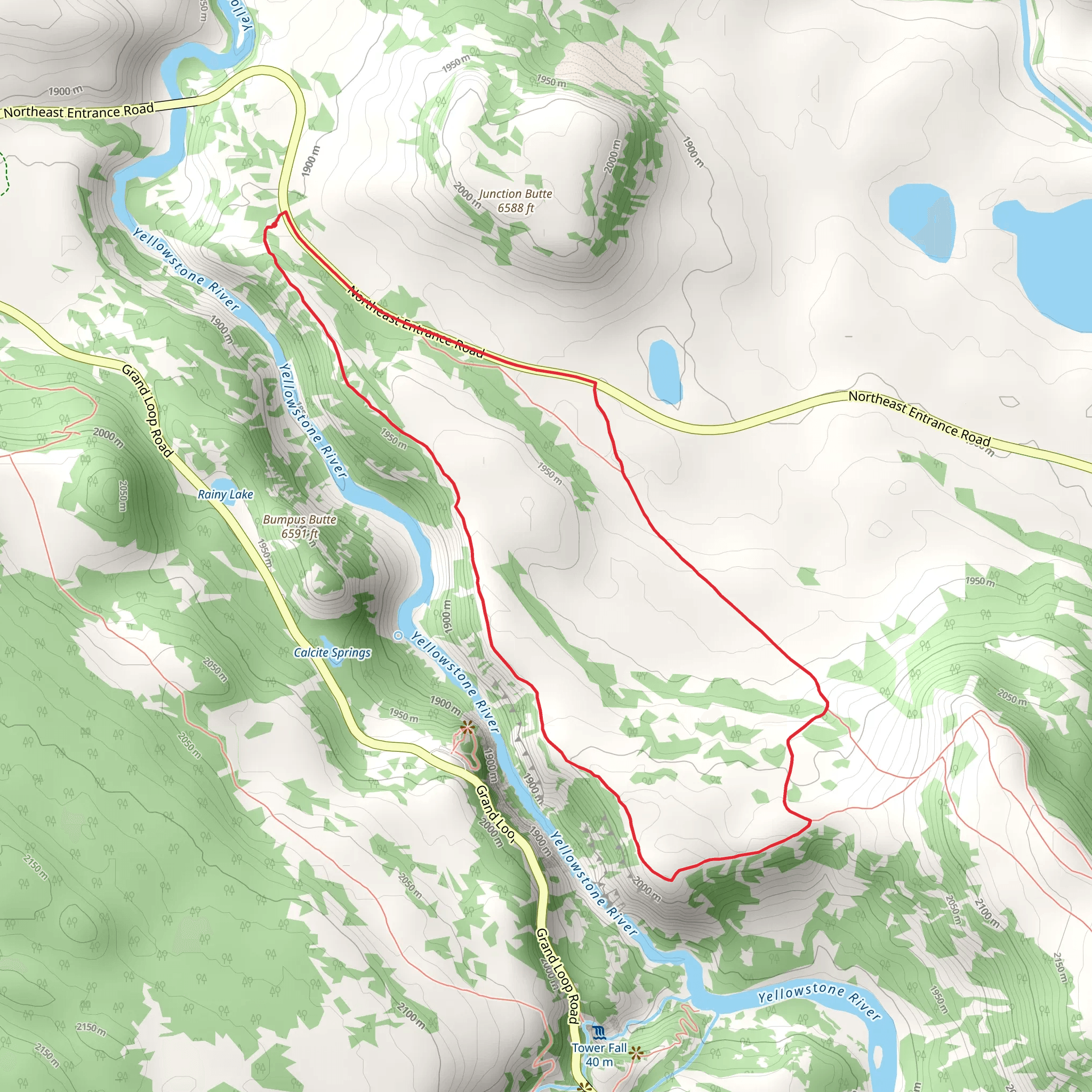 Specimen Ridge Trail and Yellowstone River Overlook mobile static map