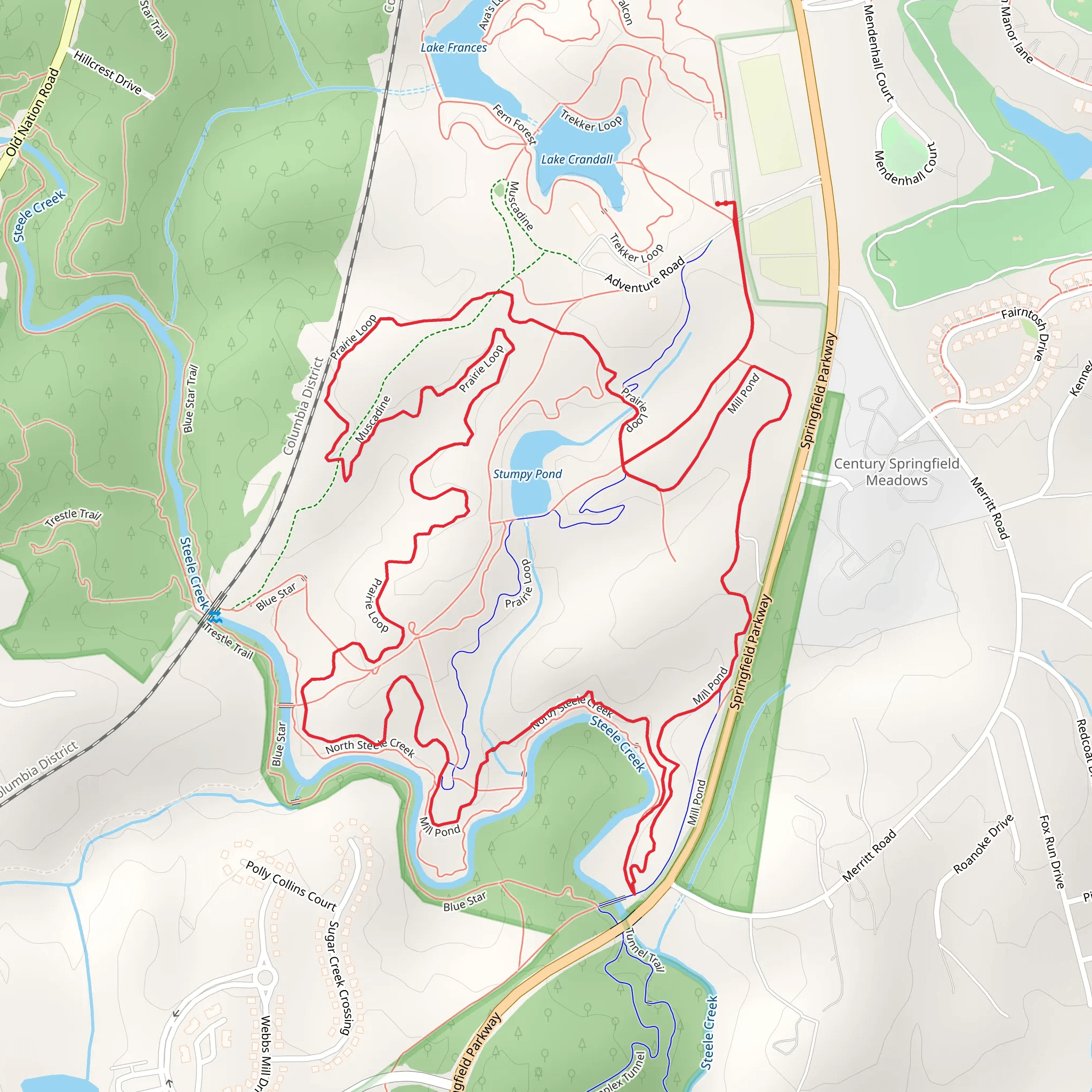 Mill Pond and Prairie Loop mobile static map