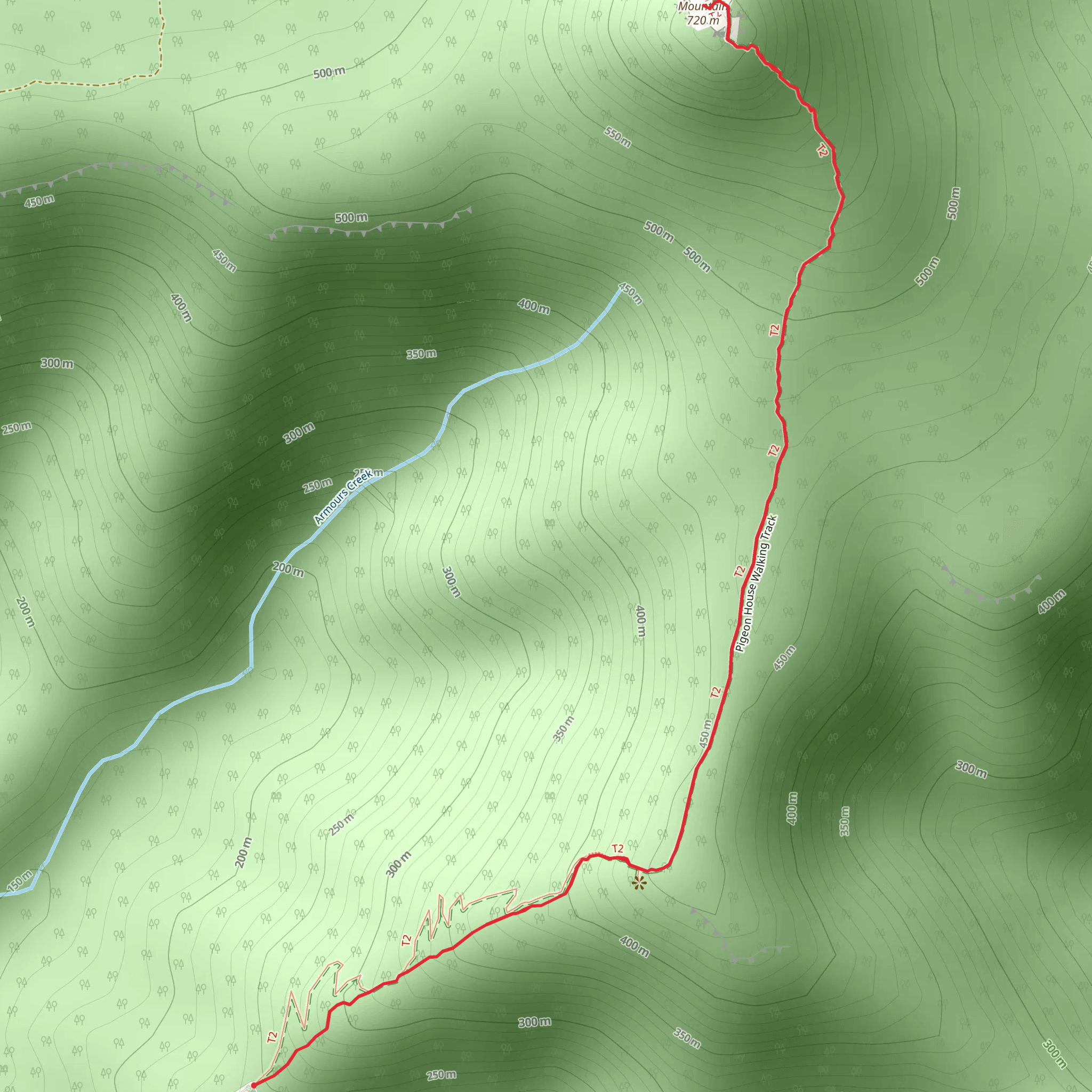 Pigeon House Mountain Didthul Track mobile static map