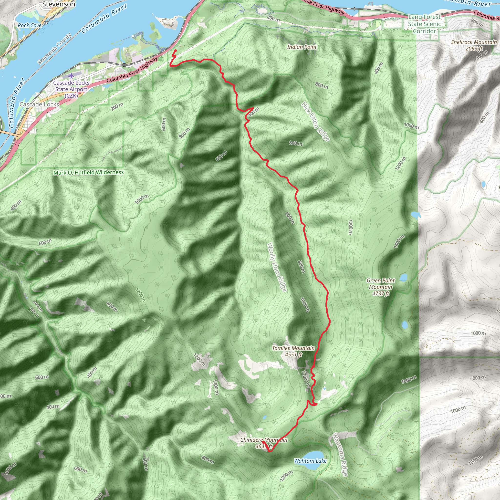 Chinidere Mountain via Herman Creek Trail mobile static map