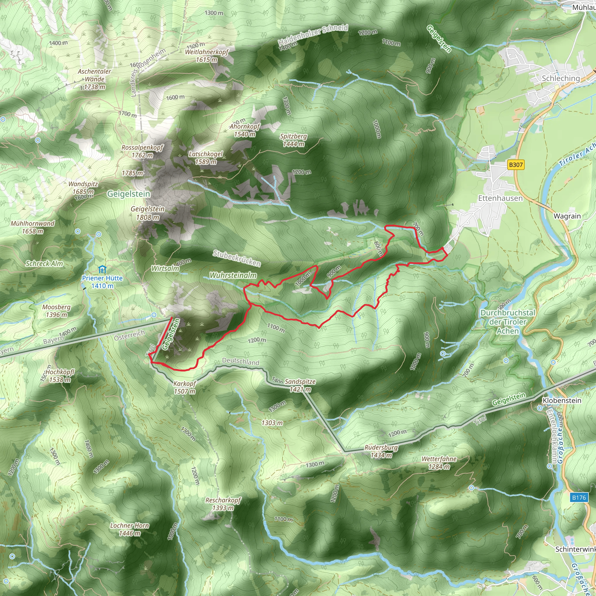 Breitenstein Walk via Wuhrsteinalm mobile static map