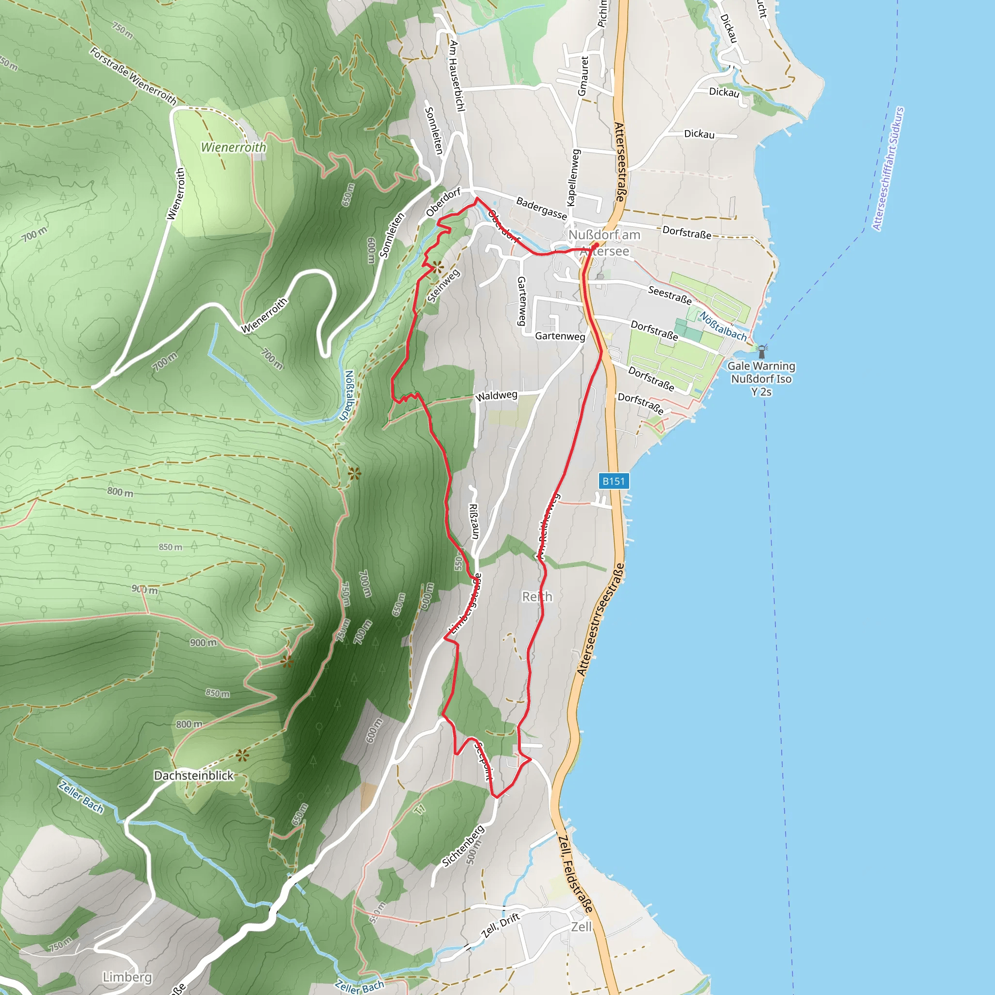 Pfarrer Salettl in Nußdorf am Attersee - Reitherweg mobile static map