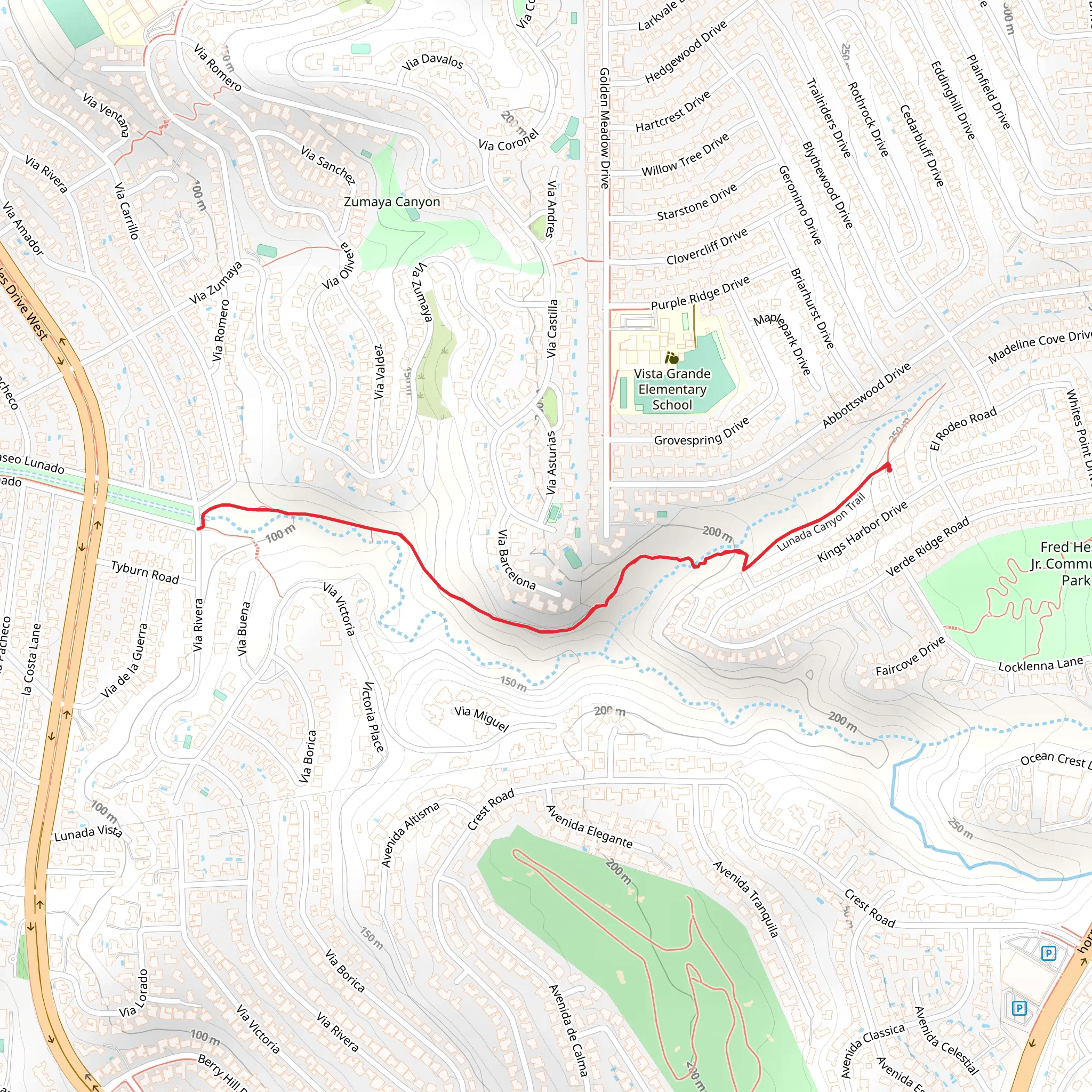 Lunada Canyon Trail mobile static map