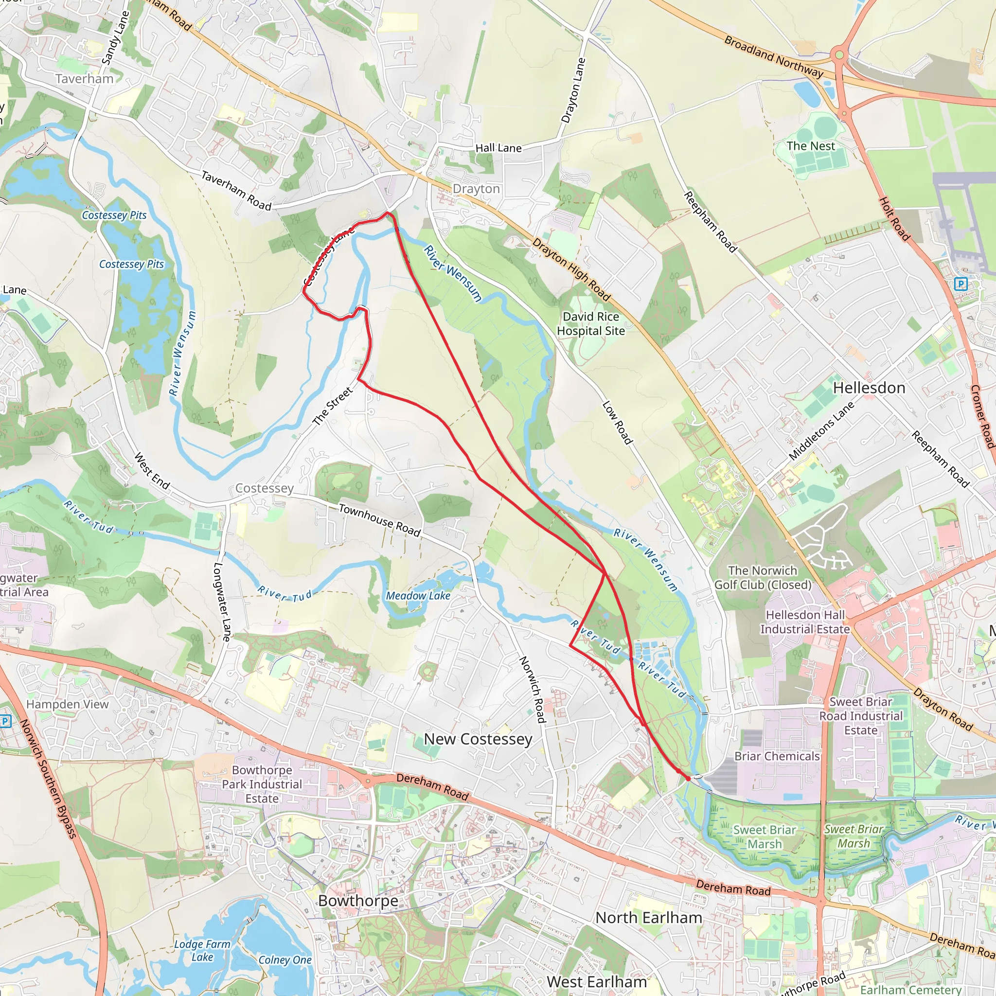 Hellesdon Circular Walk mobile static map