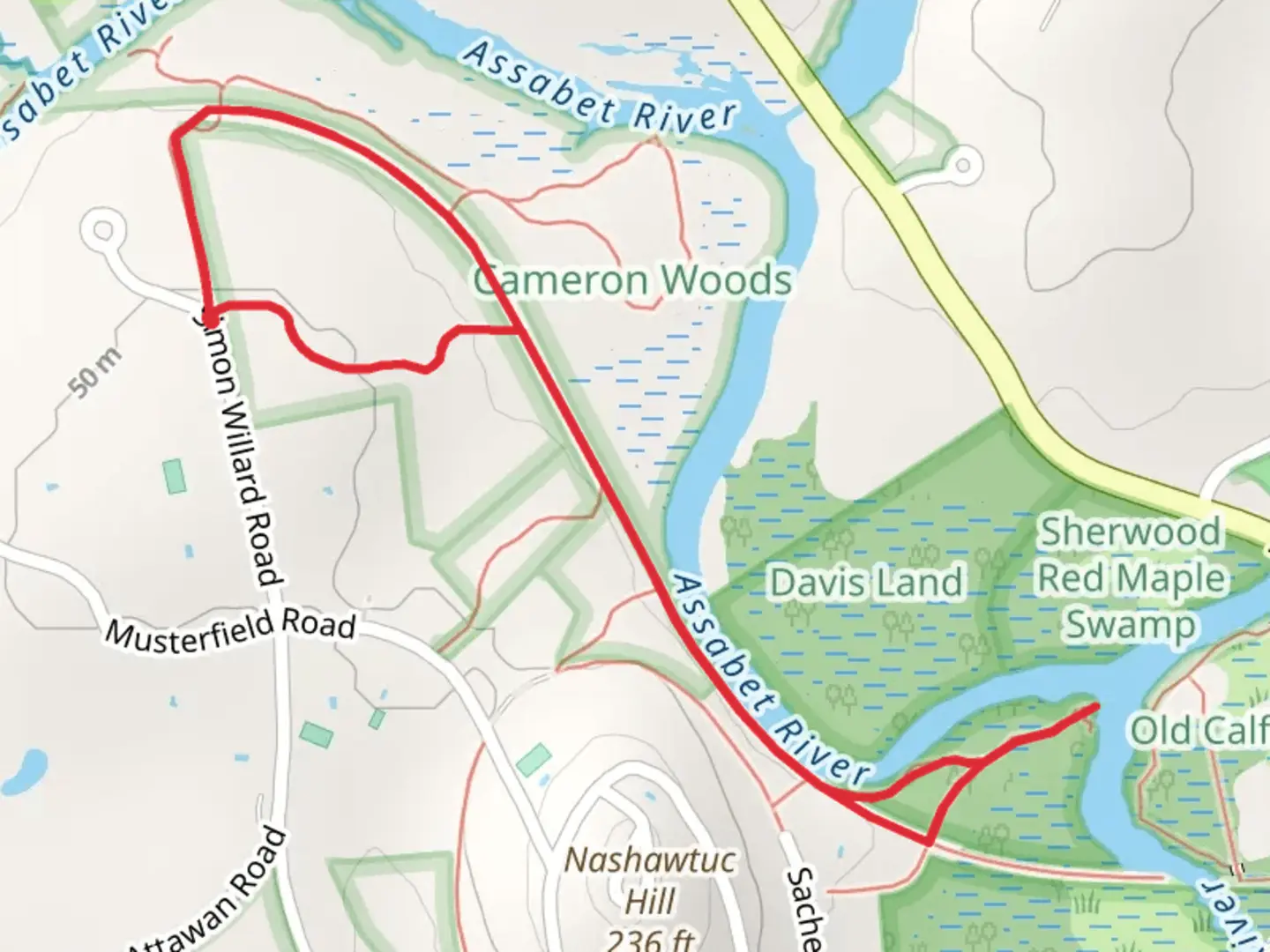 An image depicting the trail Egg Rock Trail - Simon Willard Woods Cr and its surrounding area.
