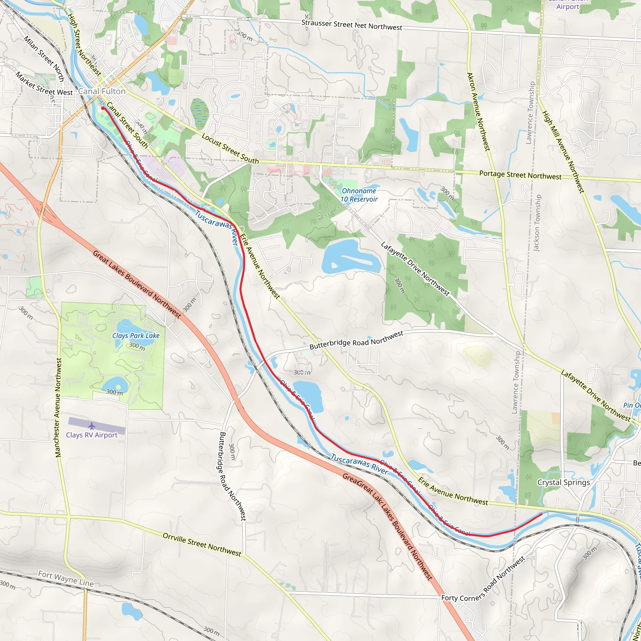 Buckeye Trail - Akron along Ohio and Erie Canal mobile static map