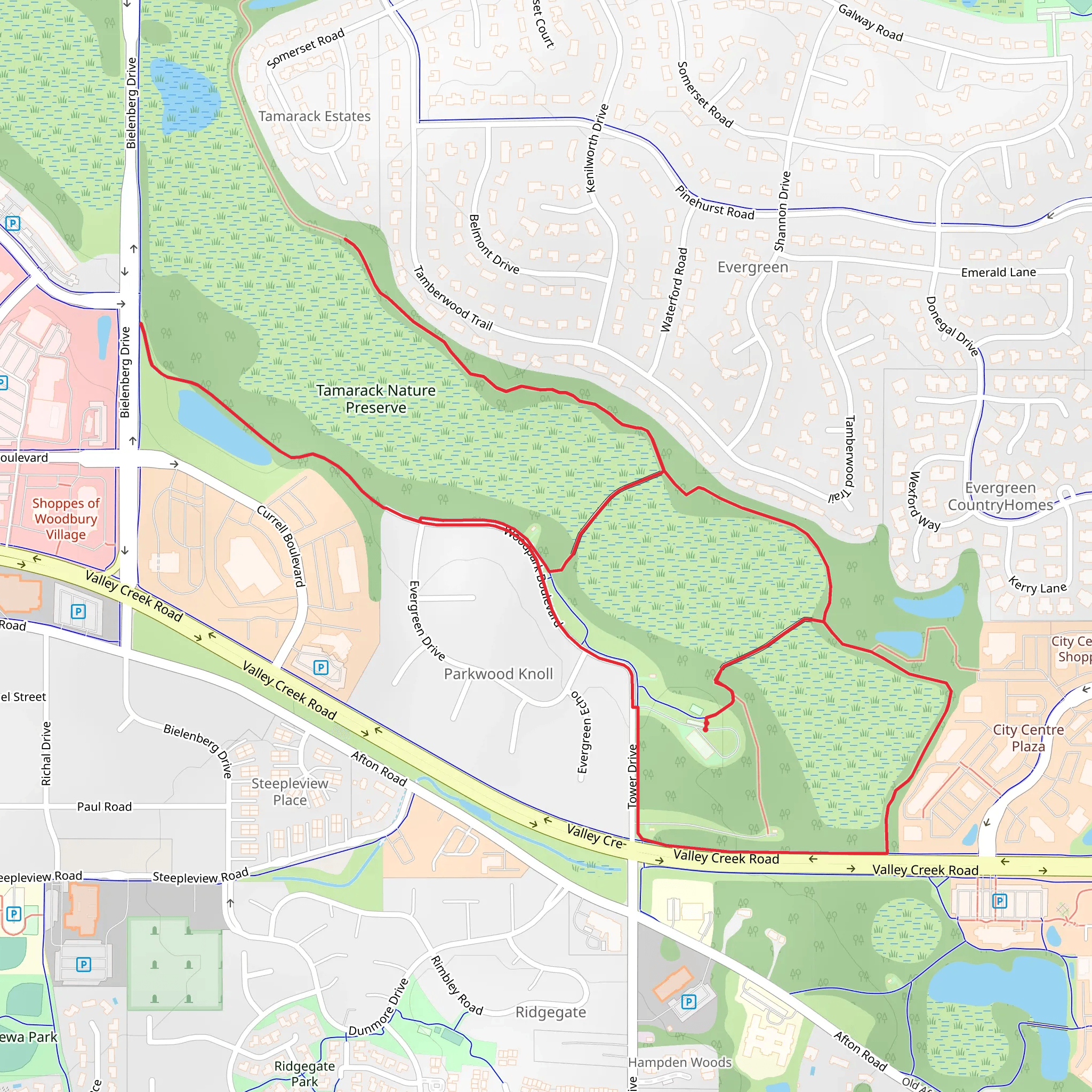 Tamarack Nature Preserve Loop mobile static map