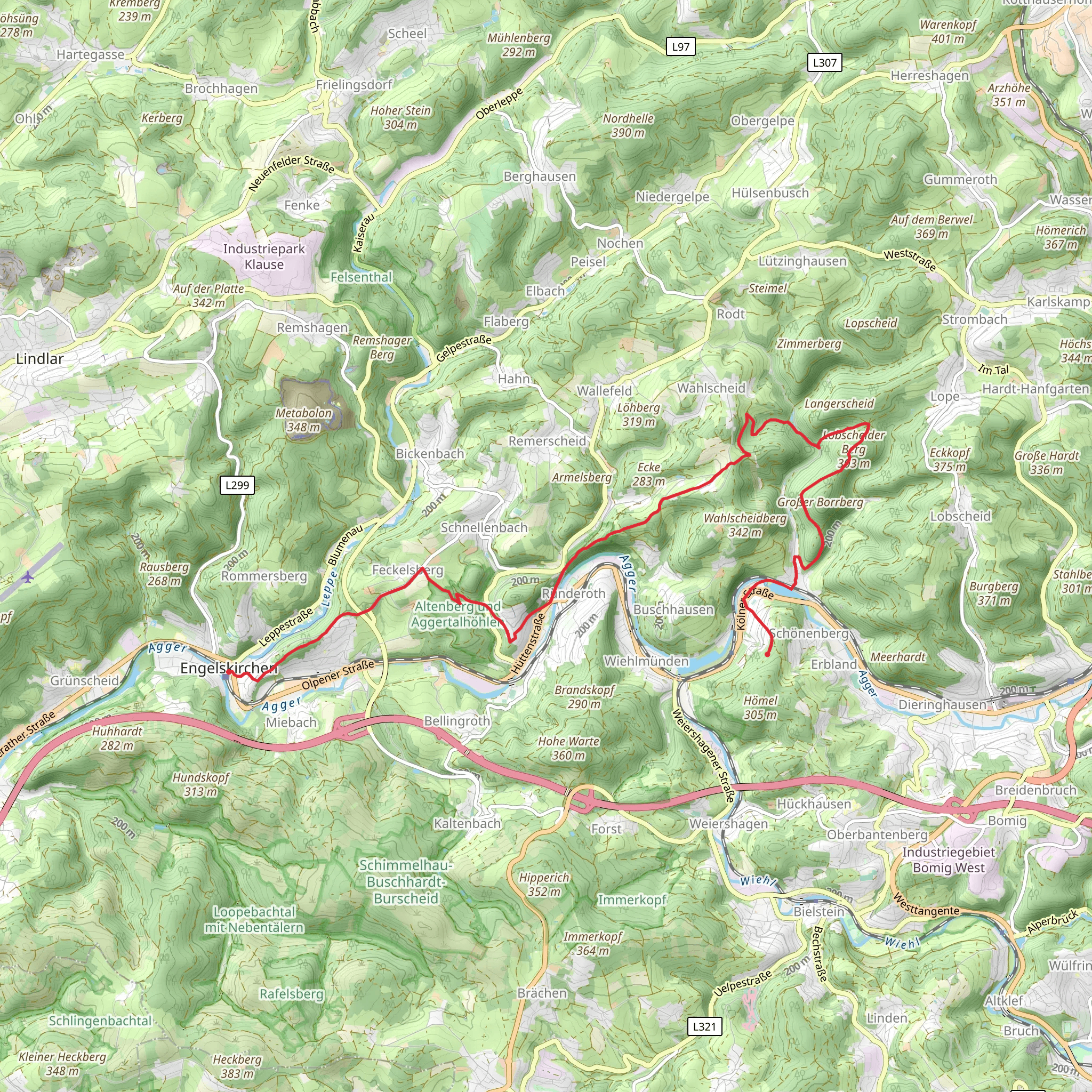 Engelskirchen to Osberghausen Walk mobile static map