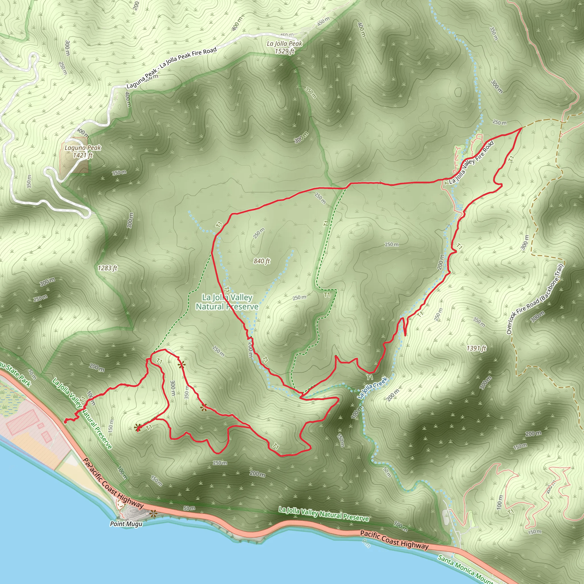 Chumash, Mugu Peak and La Jolla Valley Loop Trail - Long mobile static map