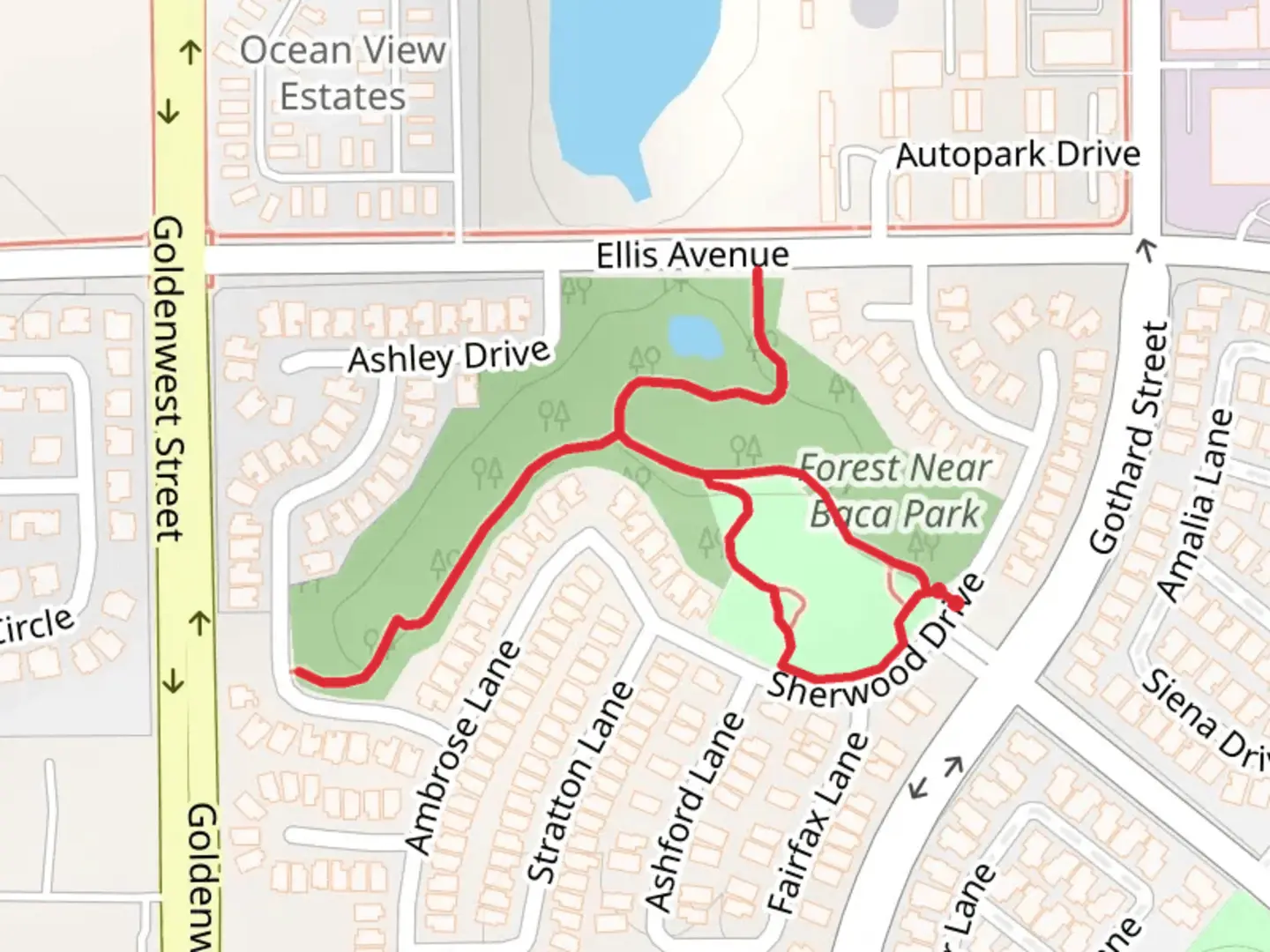 An image depicting the trail John Baca Park Loop and its surrounding area.