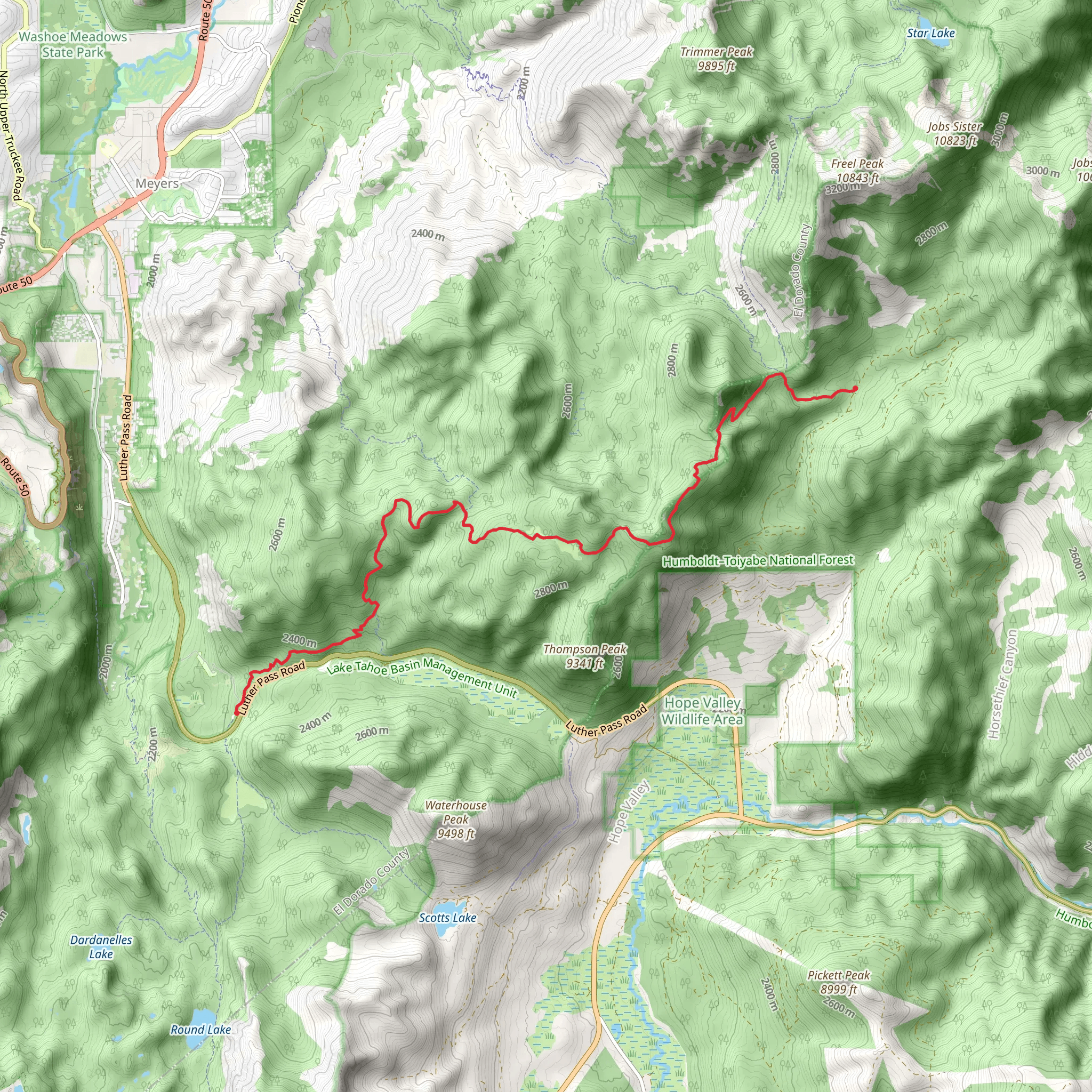 Horse Meadows and Tahoe Rim Trail mobile static map