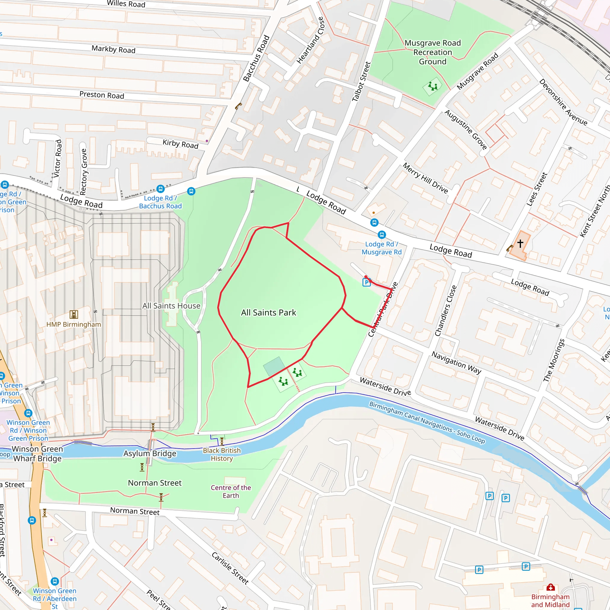 All Saints Park Loop mobile static map