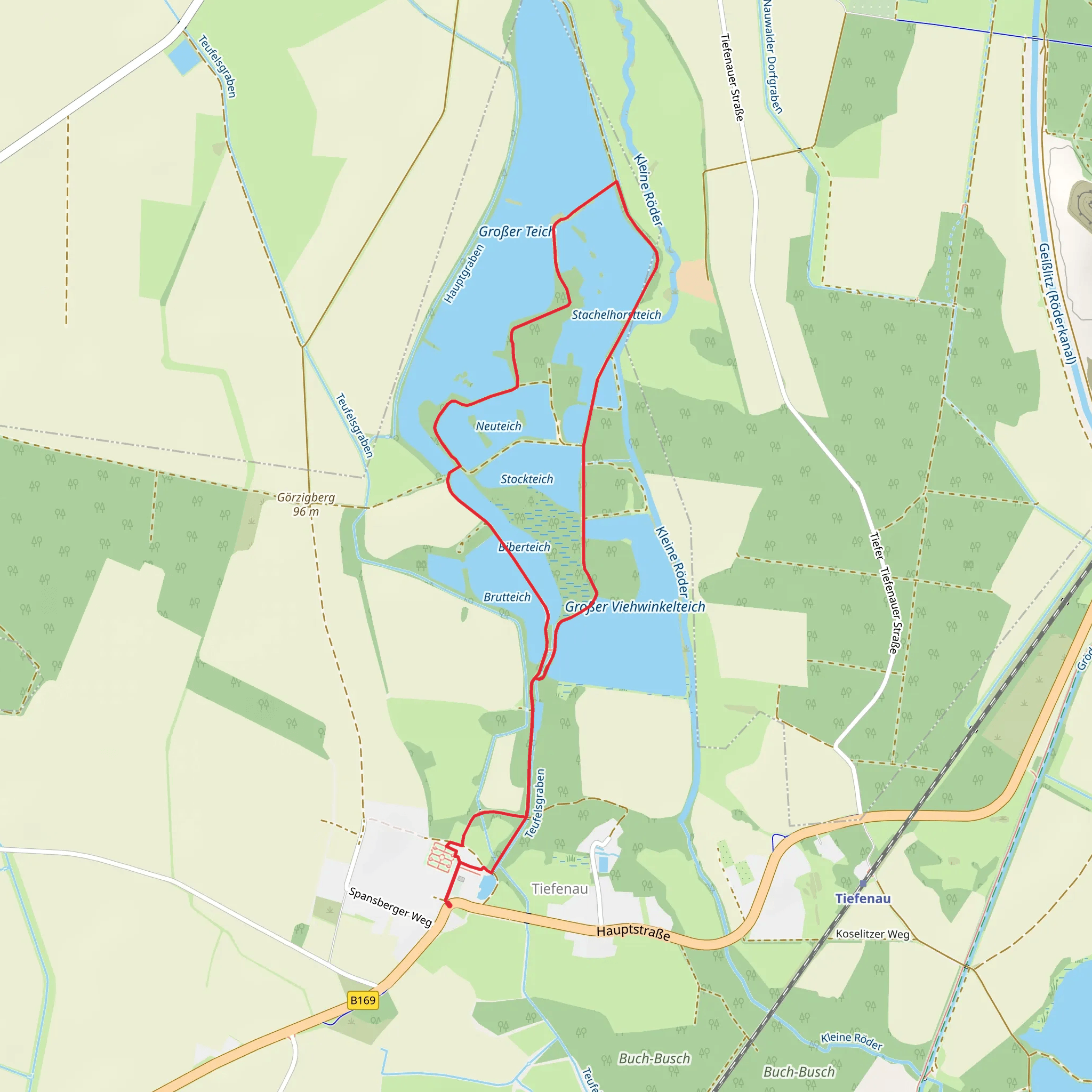 Rosengarten, Biberteich, Neuteich and Stachelhorstteich Loop mobile static map