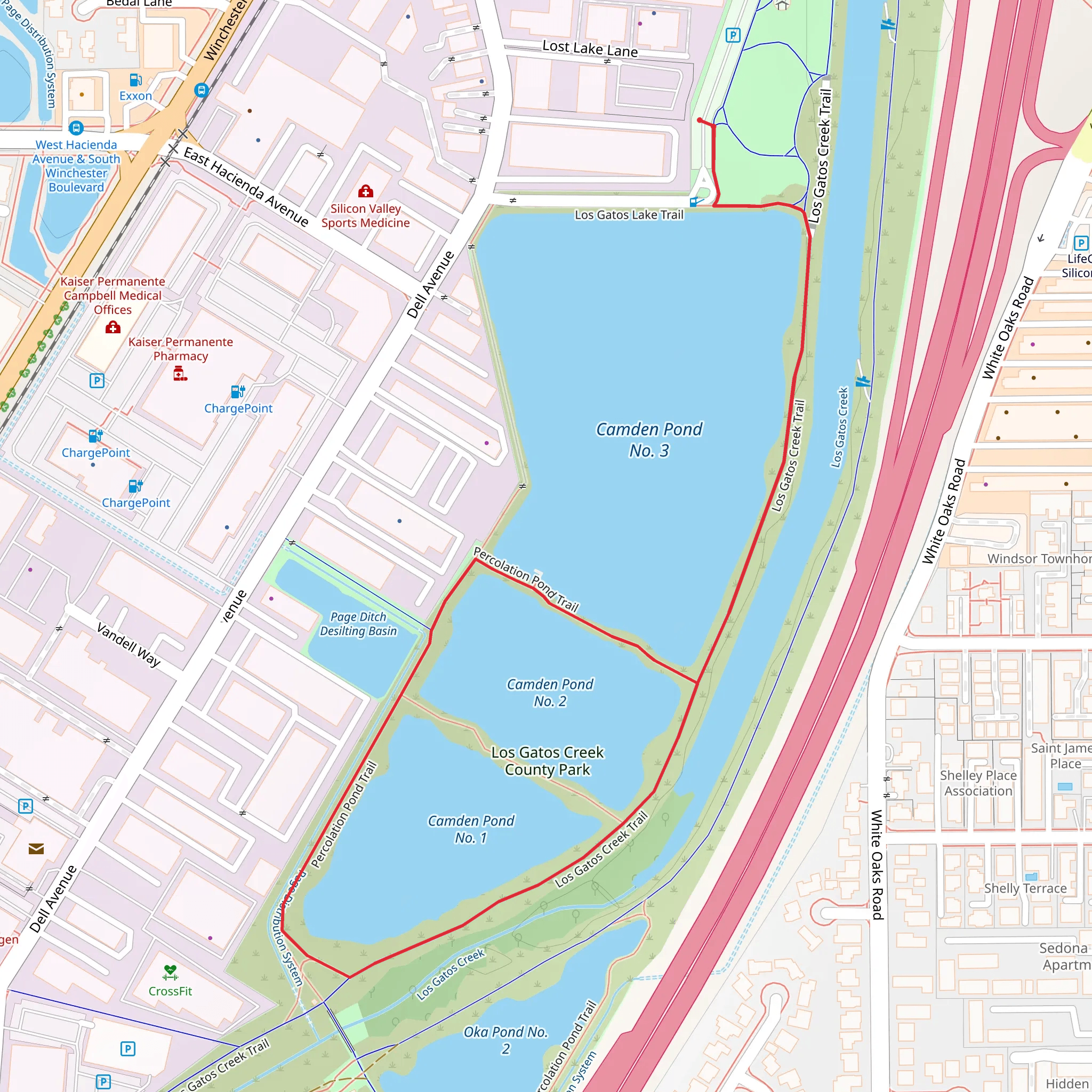 Los Gatos Creek and Percolation Pond Loop Trail mobile static map