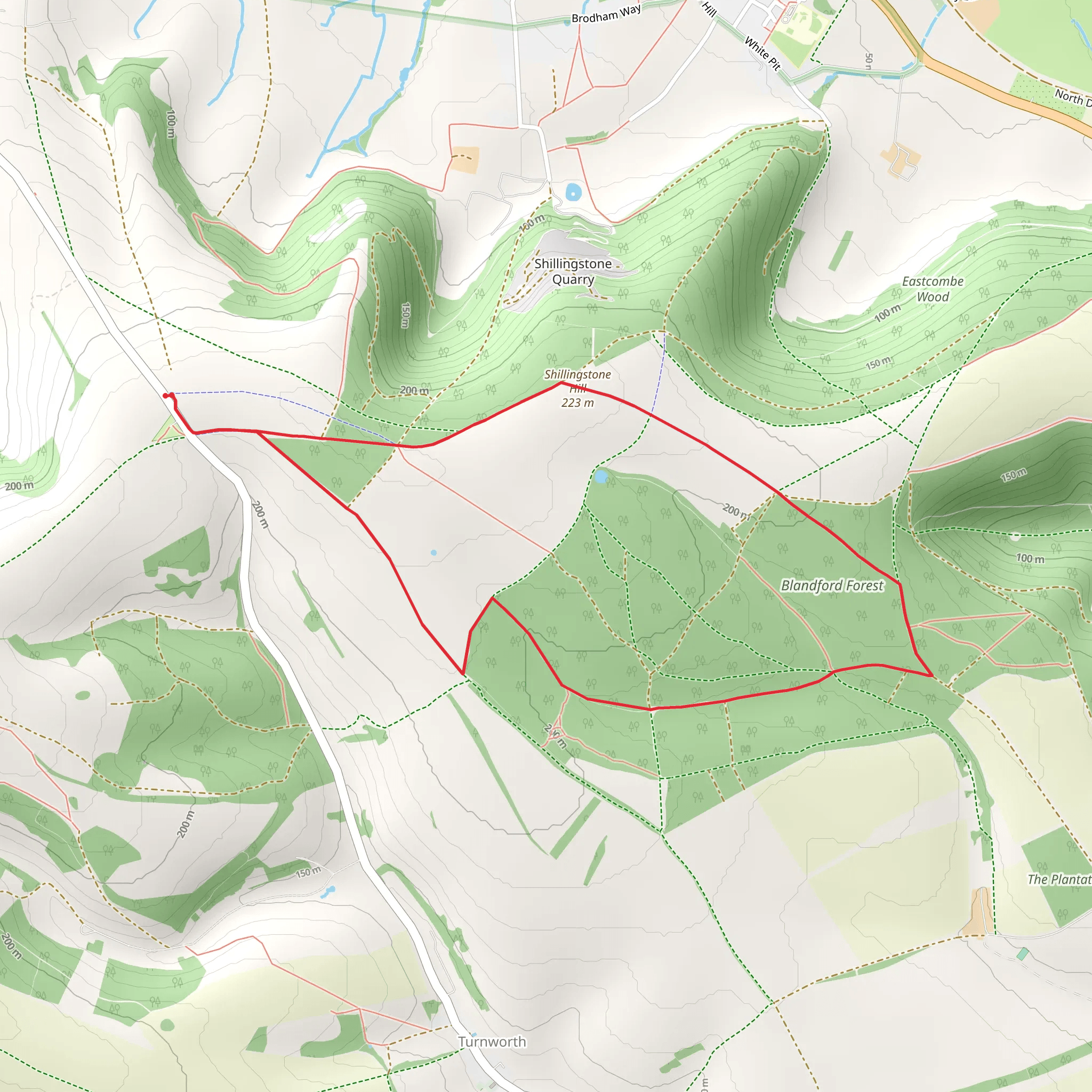 Shillingstone Hill and Blandford Forest Loop mobile static map