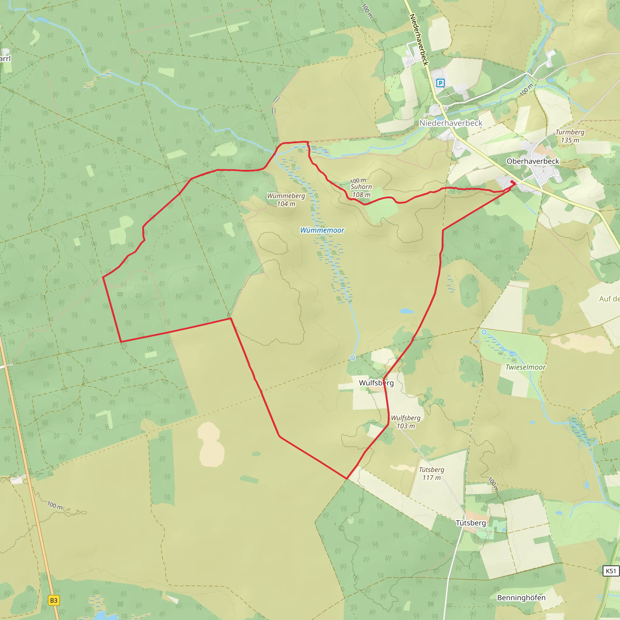 Heideschleife Tuetsberg Loop mobile static map