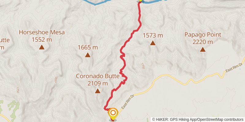 Tanner, Escalante Route and New Hance Hourseshoe Trail stage 3 Map