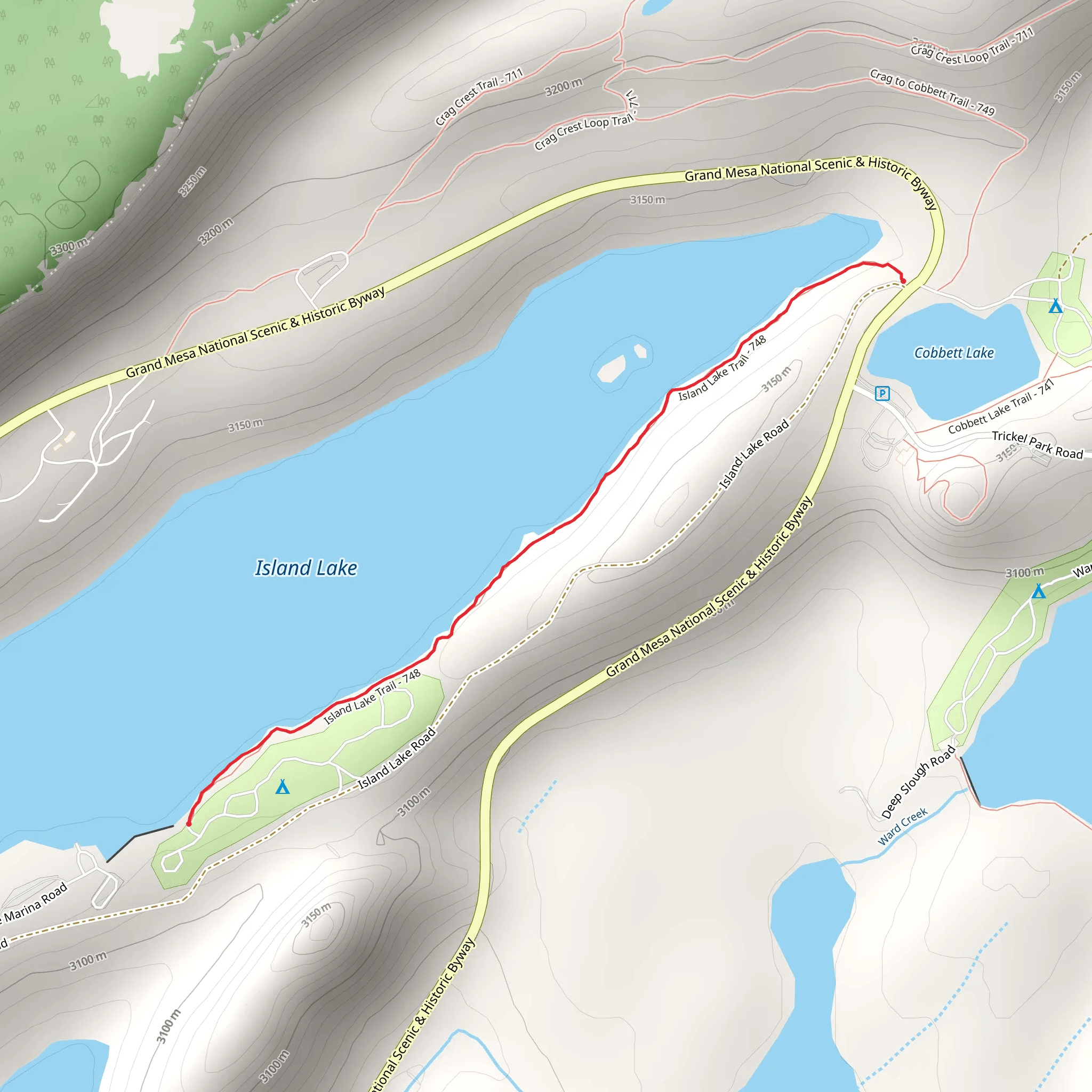 Island Lake Trail mobile static map