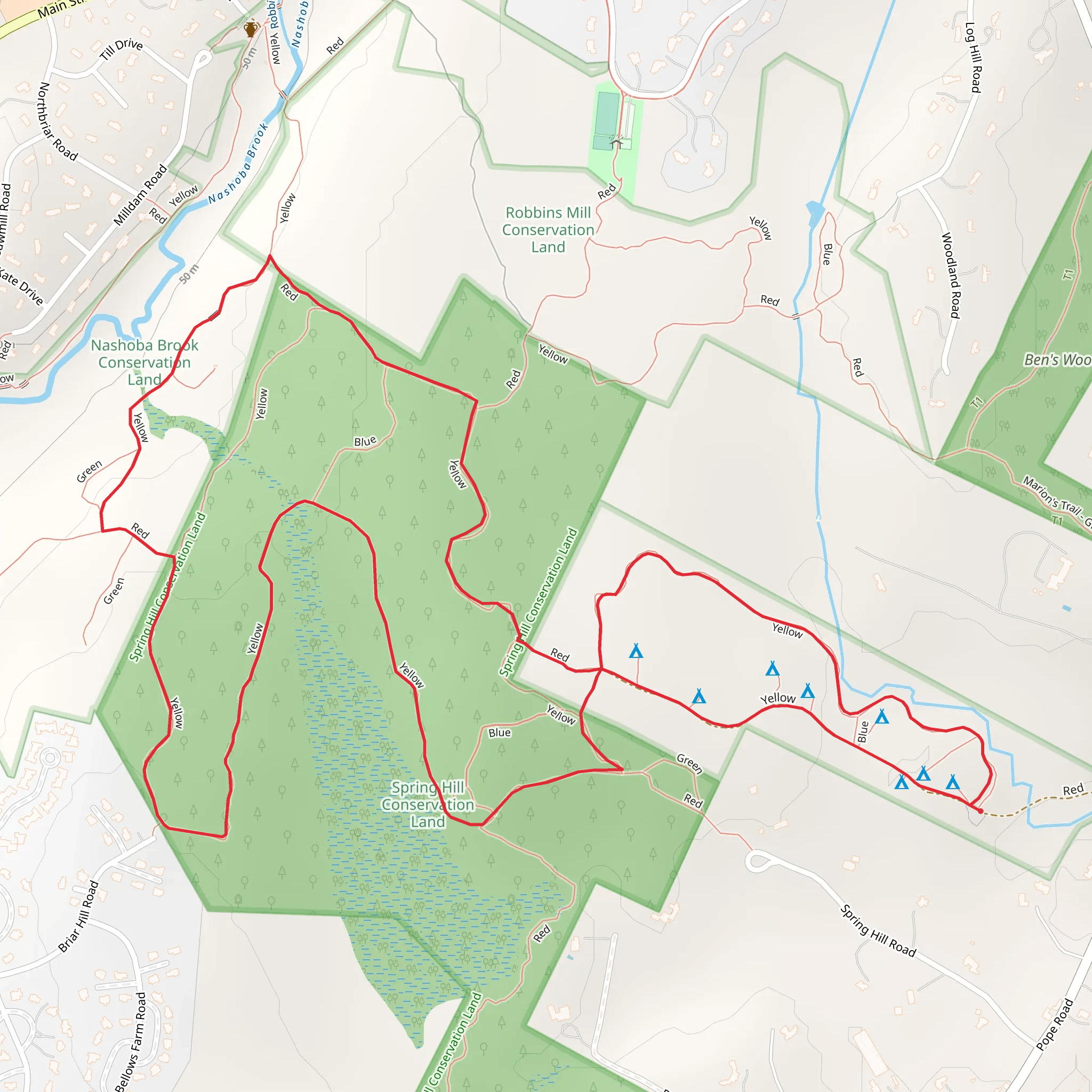 Nashoba Brook from Red Road mobile static map