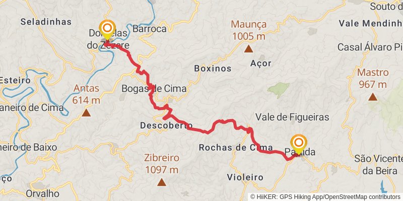 GR 22 - Historical Villages Of Portugal stage 23 Map