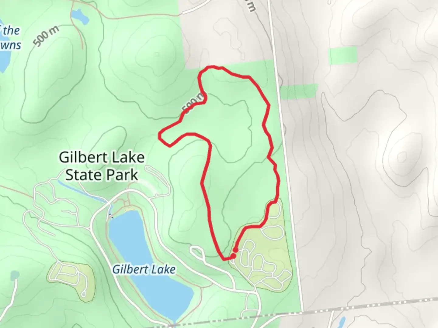 An image depicting the trail Gilbert Lake State Park Loop and its surrounding area.