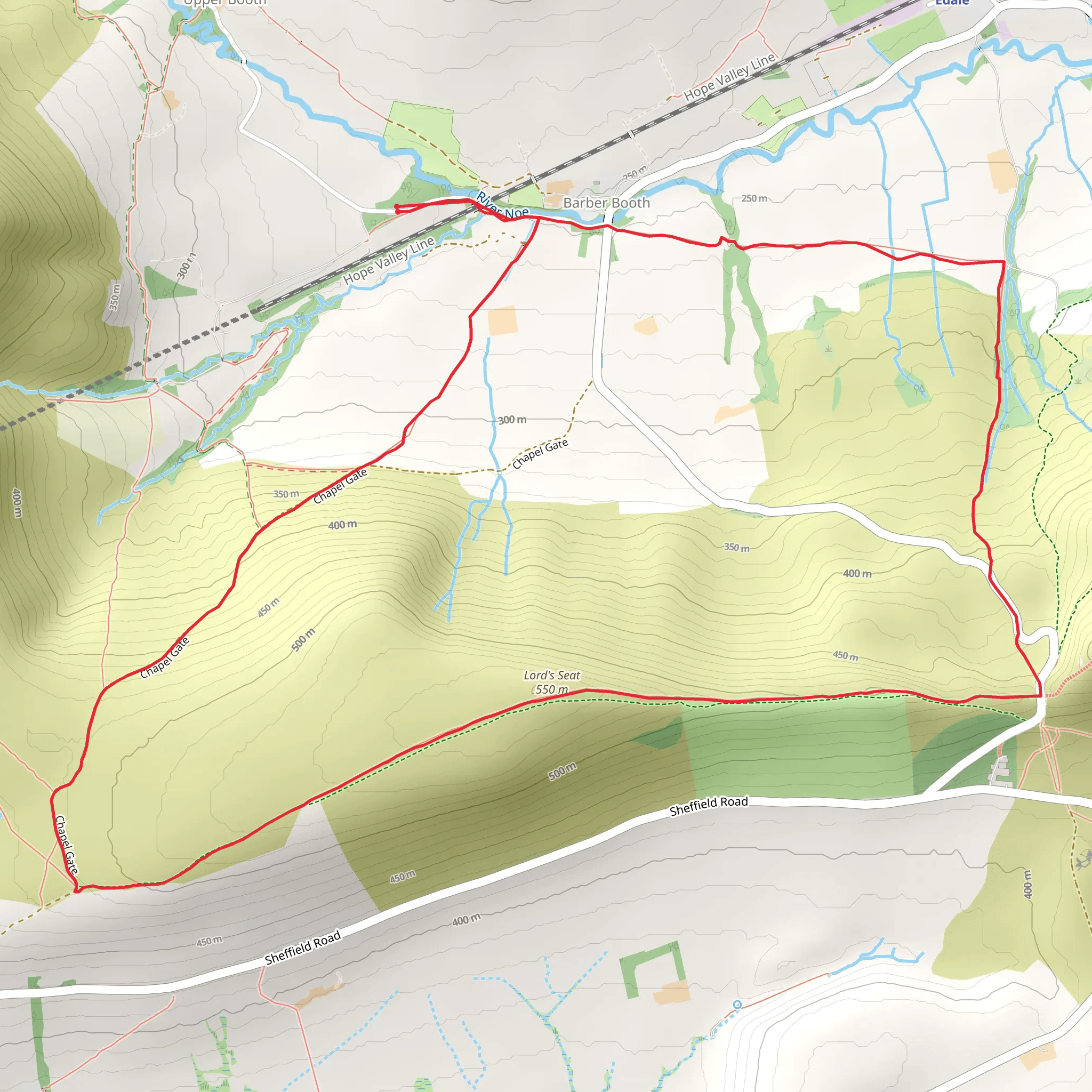 Rushup Edge Short Walk From Barber Booth | 5-Mile Route mobile static map